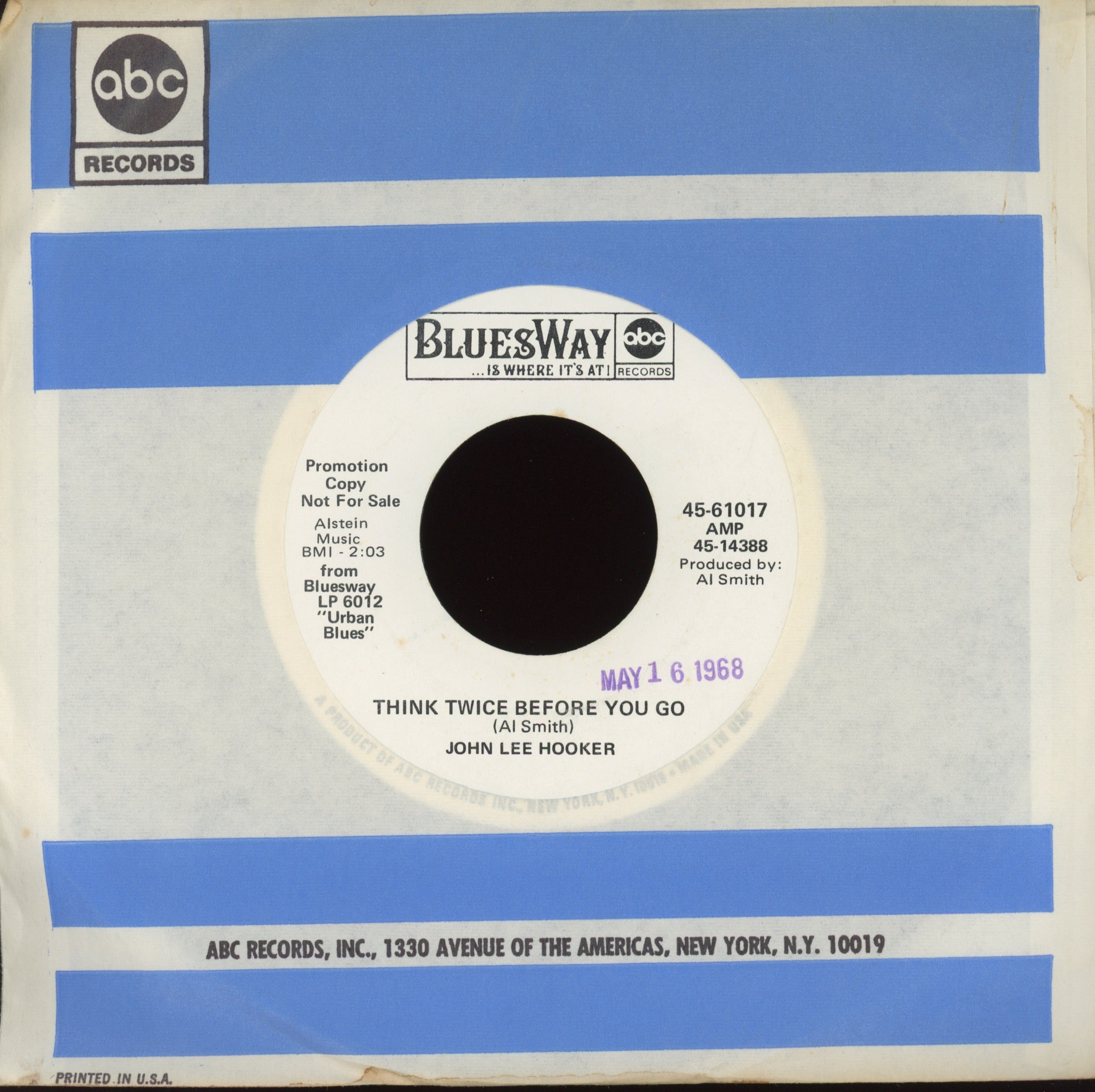 John Lee Hooker - Backbiters And Syndicaters on Bluesway Promo R&B Blues 45