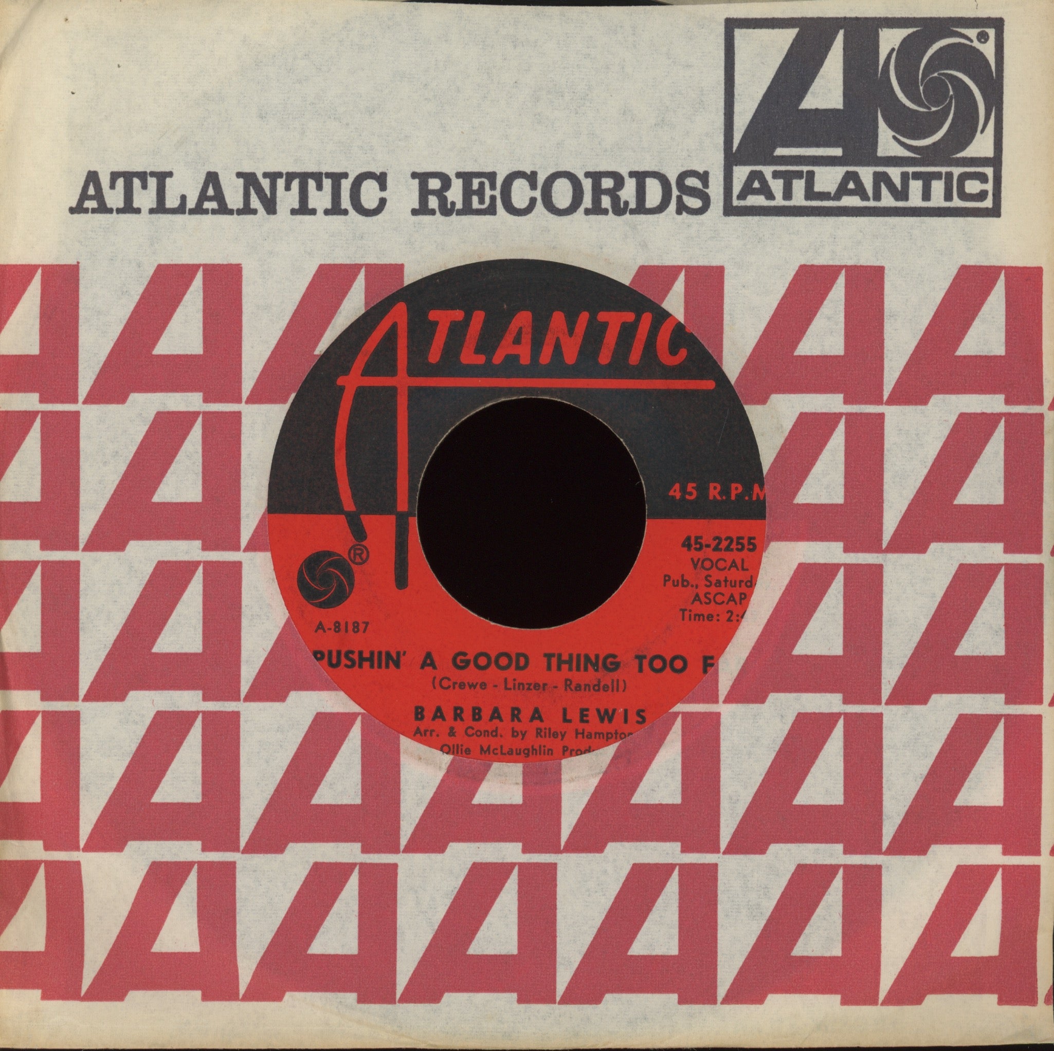 Barbara Lewis - Pushin' A Good Thing Too Far on Atlantic Northern Soul 45