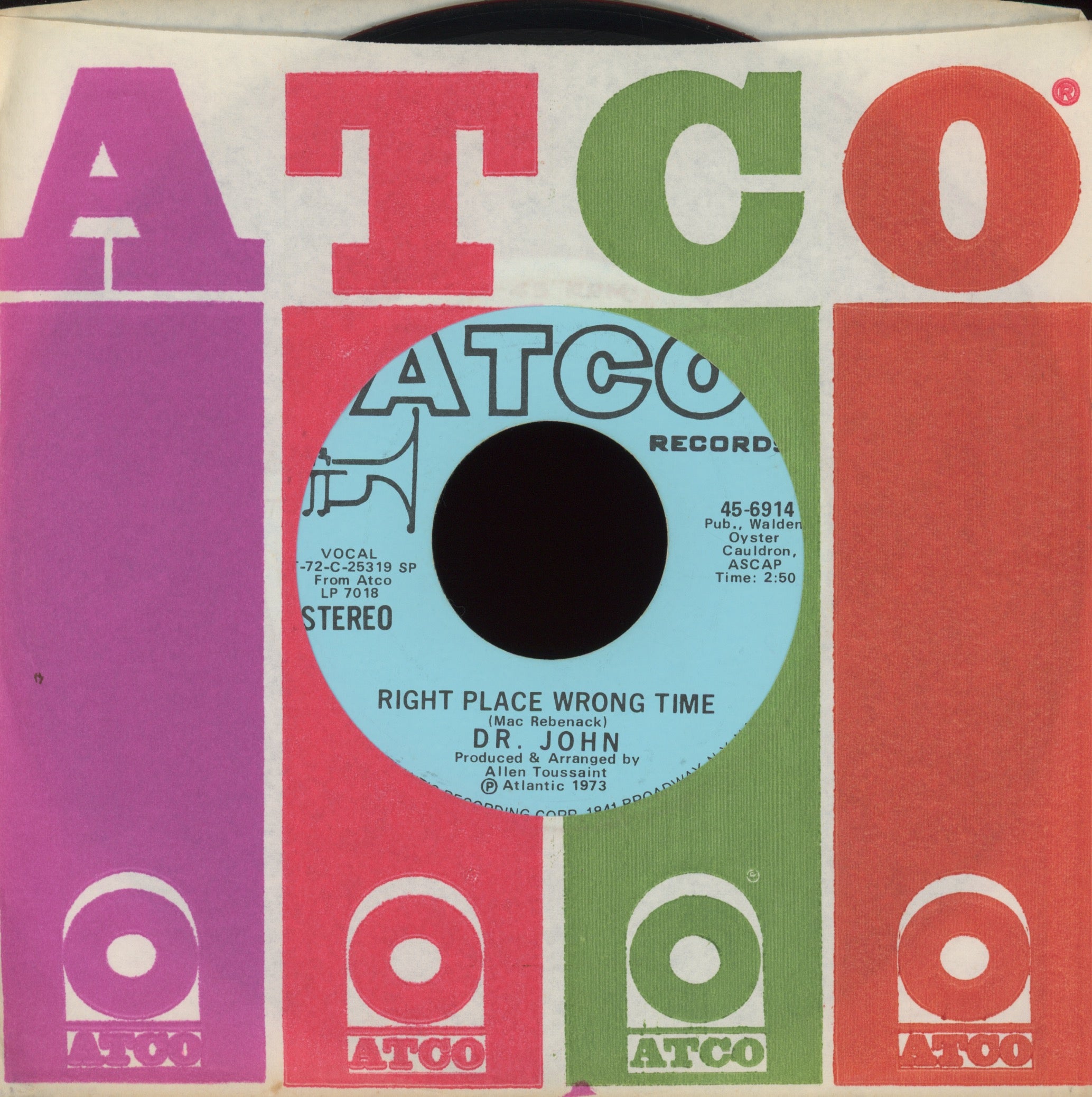 Dr. John - Right Place Wrong Time on Atco Promo Funk 45