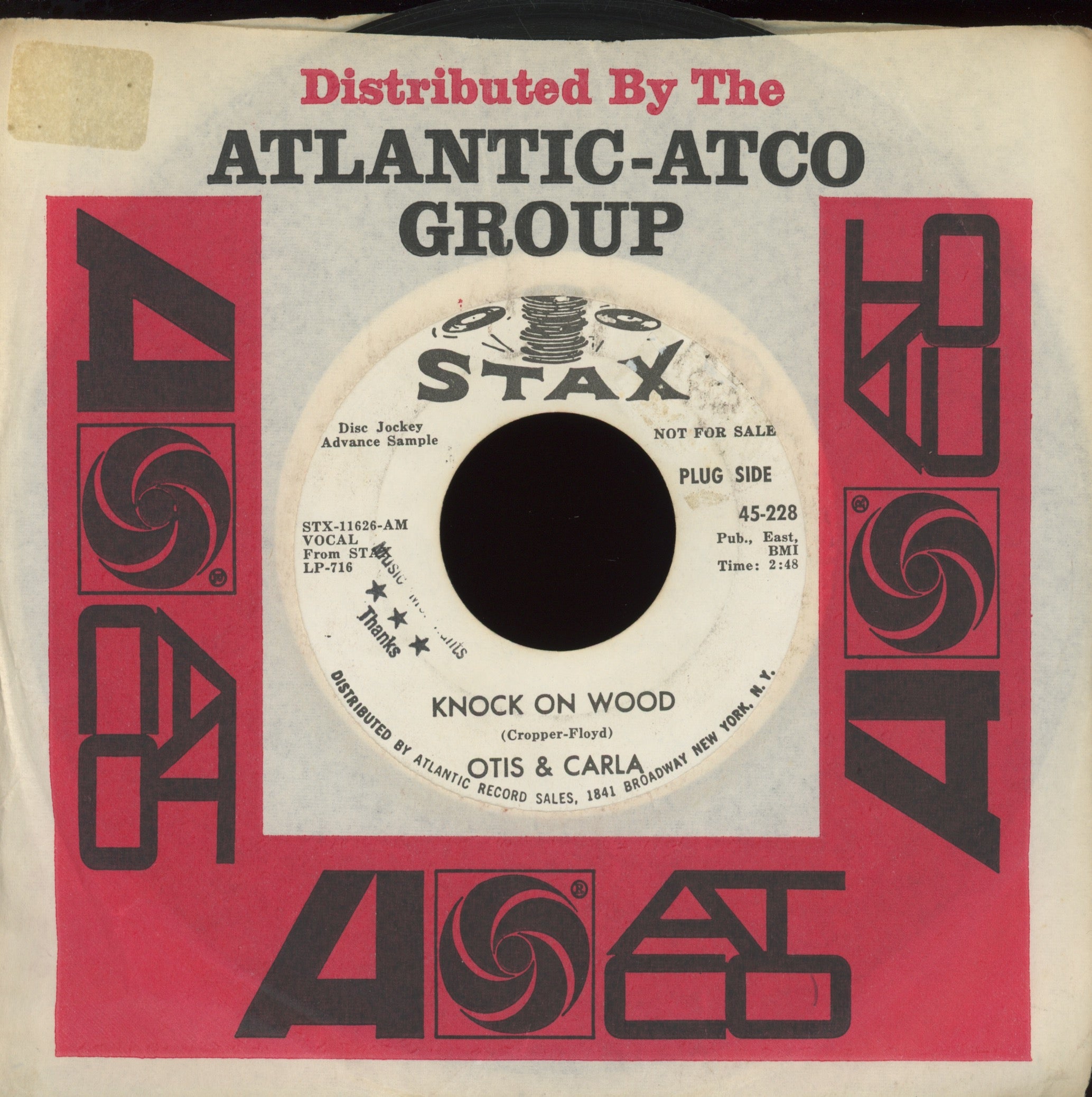 Otis Redding & Carla Thomas - Knock On Wood on Stax Promo Soul Funk 45