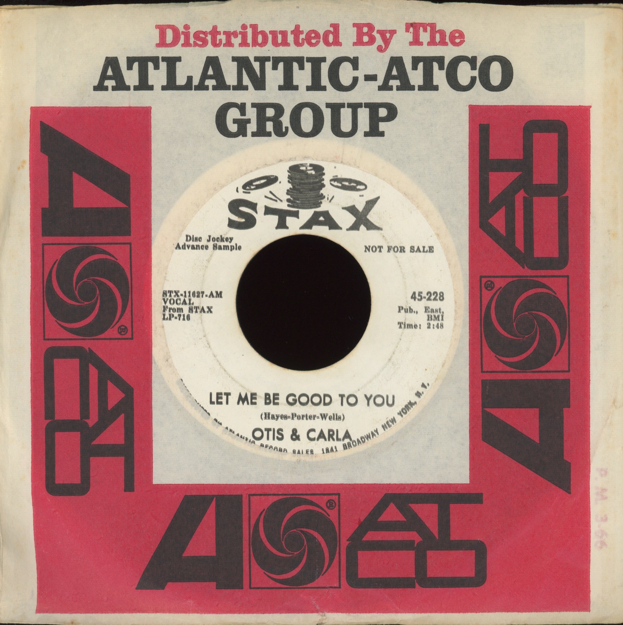 Otis Redding & Carla Thomas - Knock On Wood on Stax Promo Soul Funk 45
