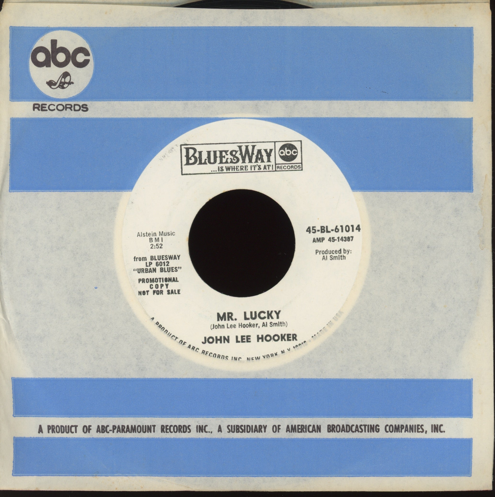 John Lee Hooker - Mr. Lucky on Bluesway Promo R&B Blues 45