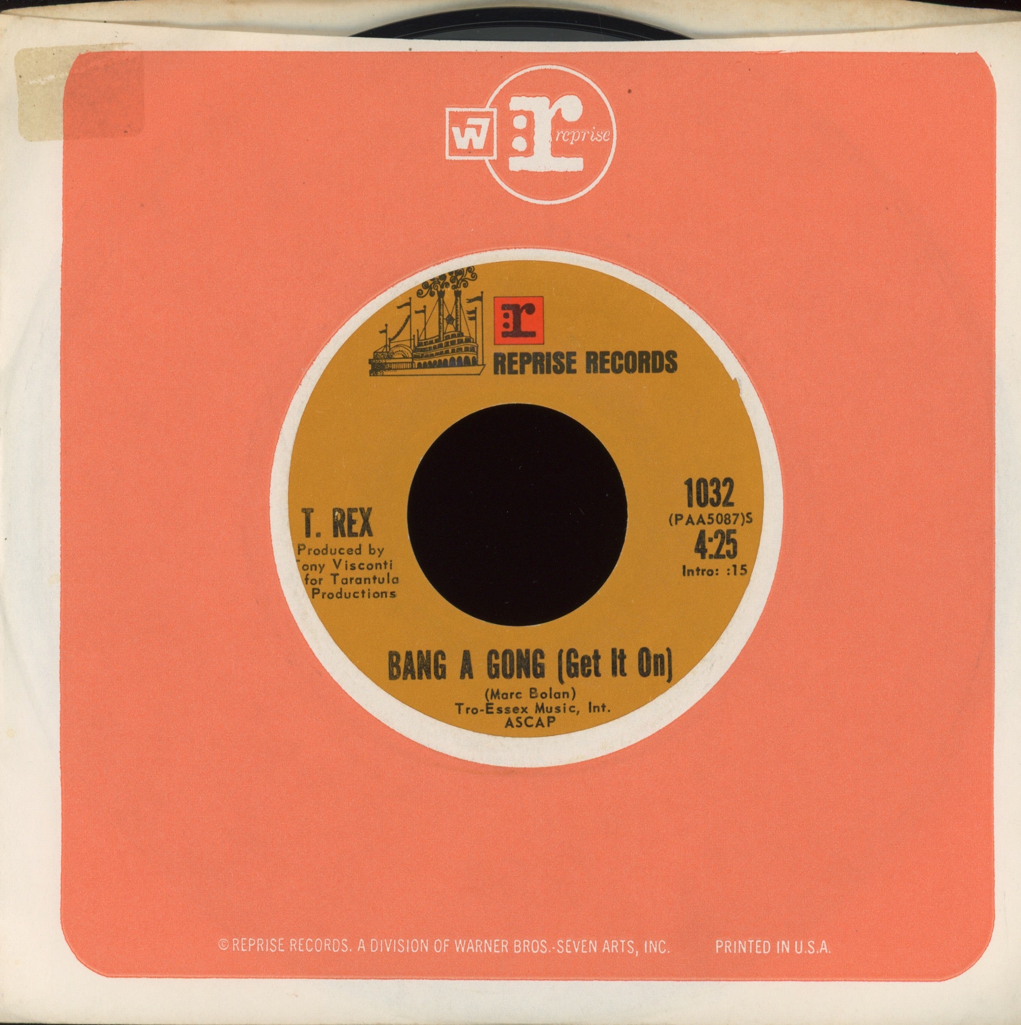 T. Rex - Bang A Gong (Get It On) on Reprise Rock 45