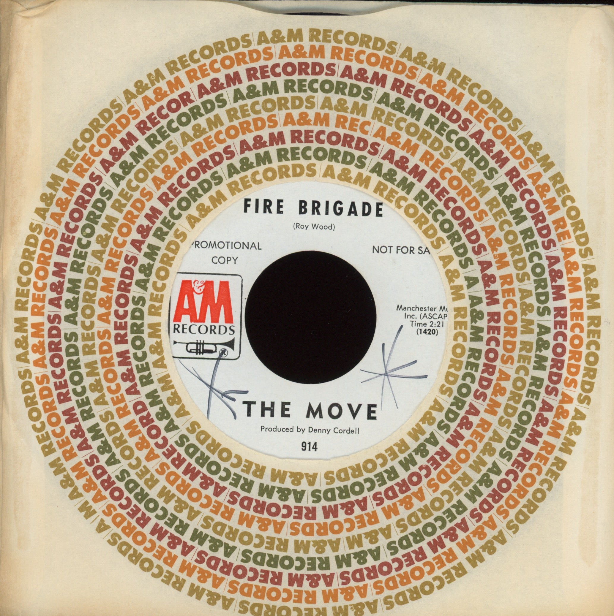 The Move - Fire Brigade on A&M Promo Rock 45