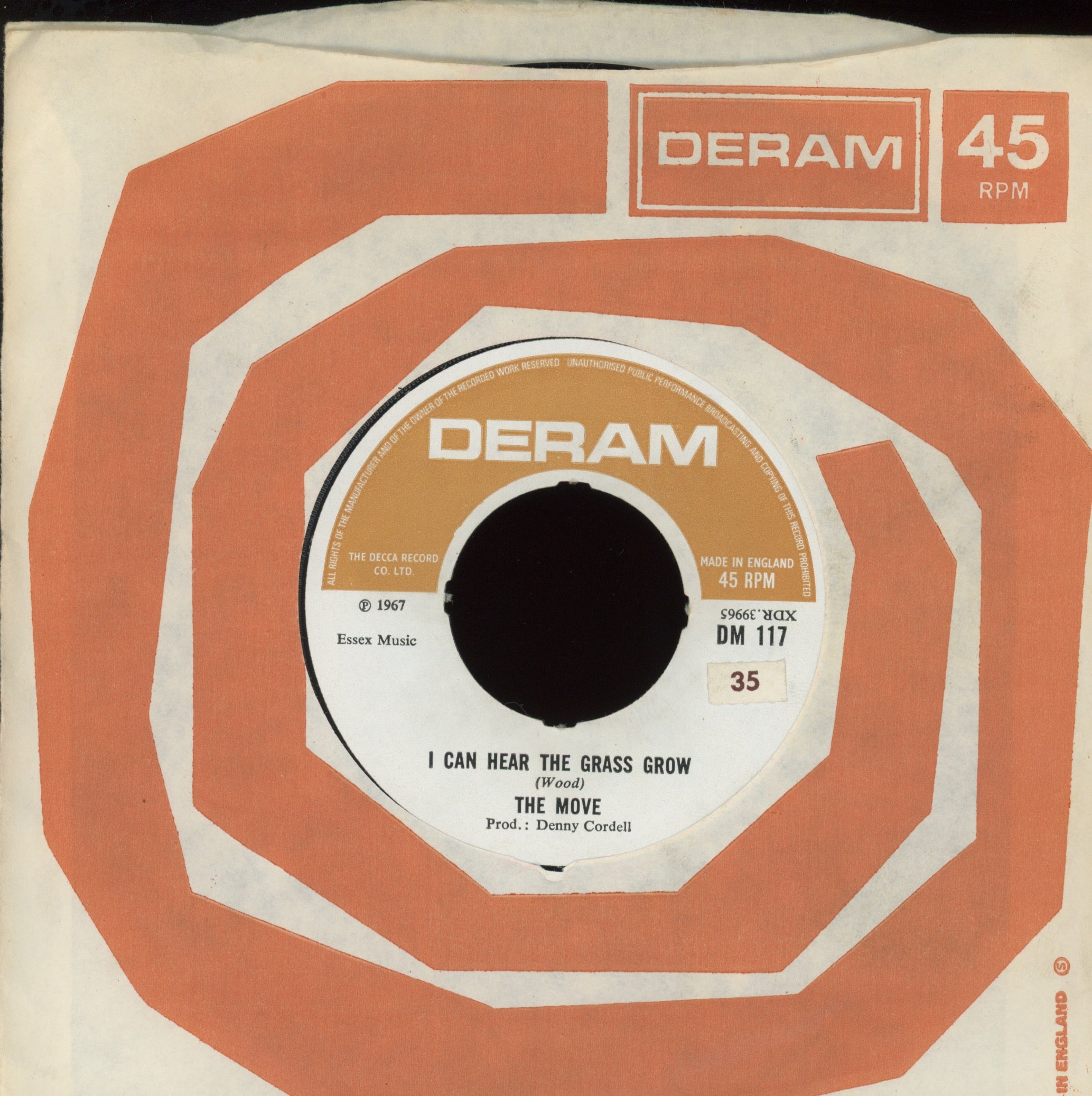 The Move - I Can Hear The Grass Grow on Deram UK Press Rock 45