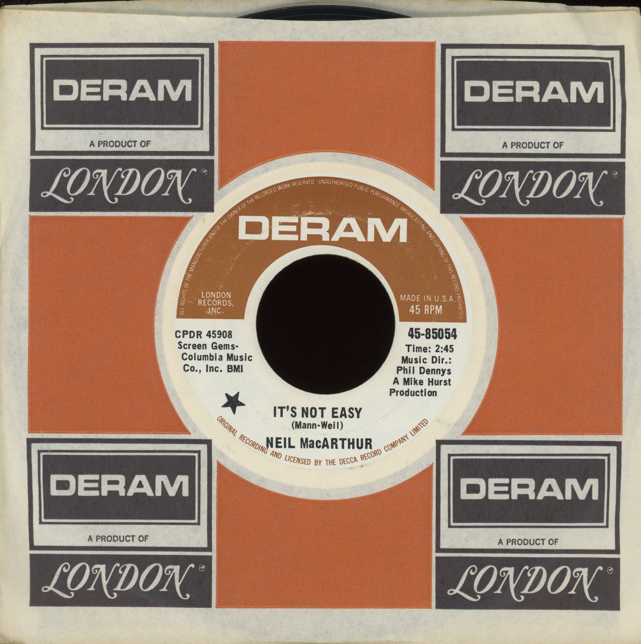 Neil MacArthur - It's Not Easy on Deram Rock 45