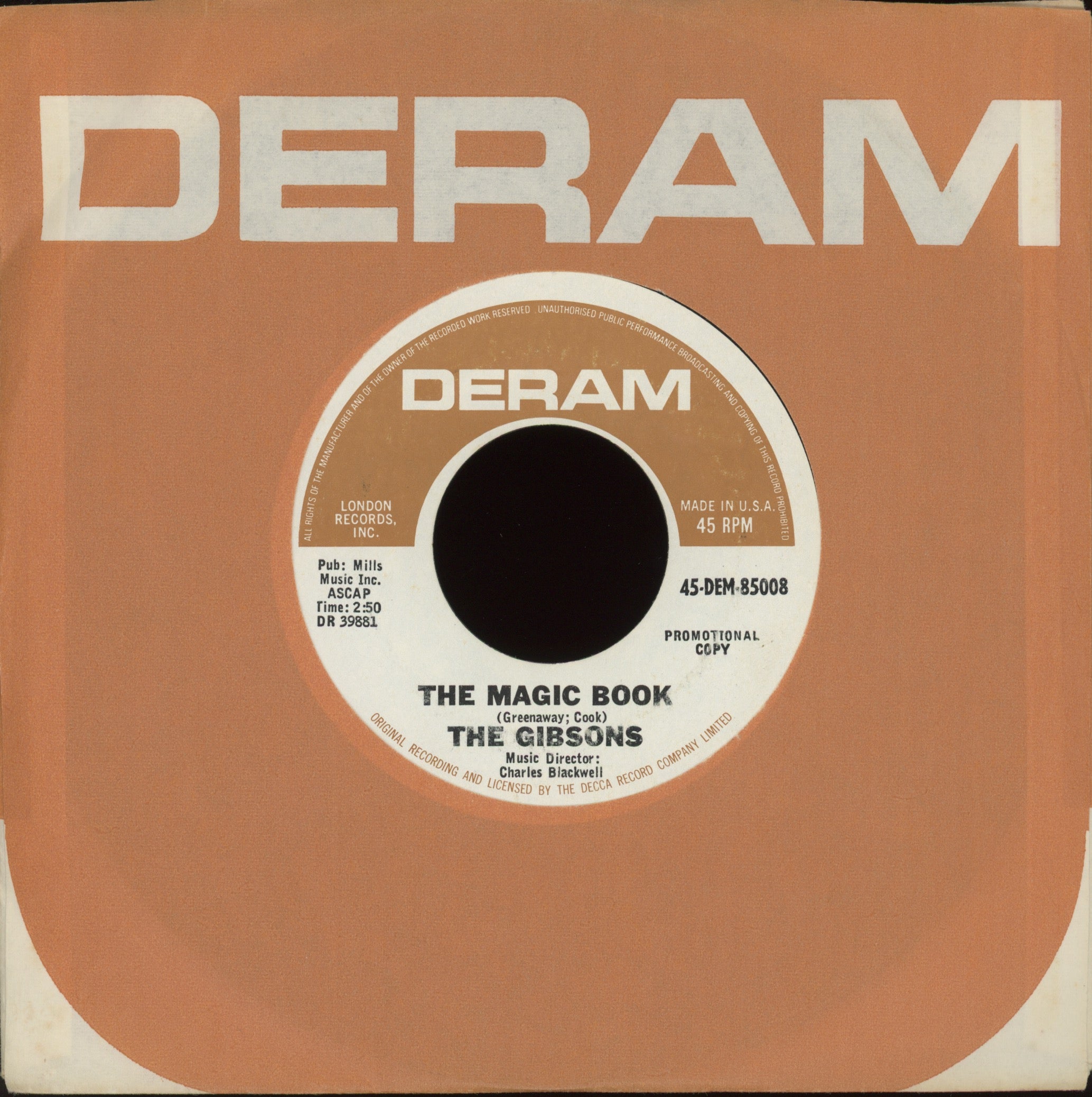 The Gibsons - Hey Girl on Deram Promo Rock 45