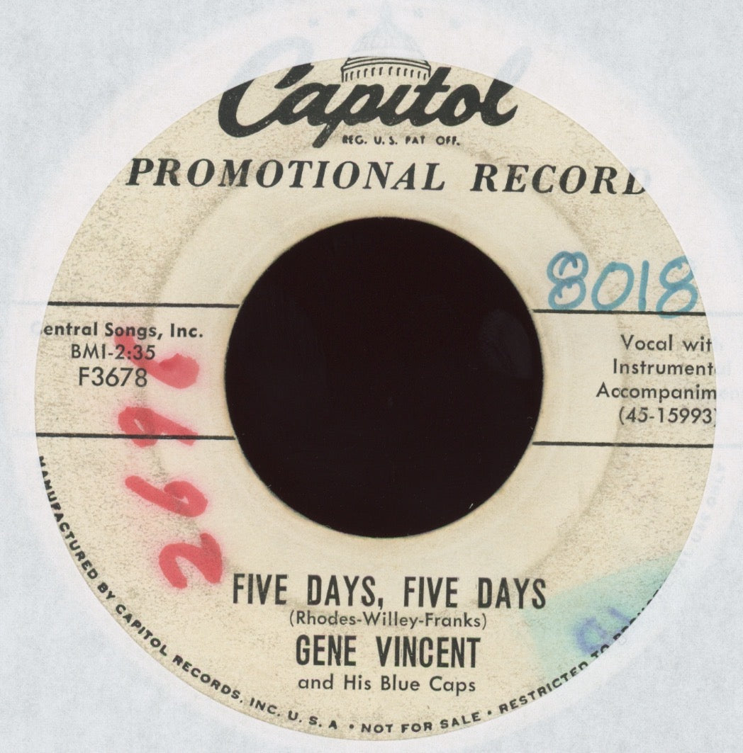 Gene Vincent & His Blue Caps - B-I-Bickey-Bi, Bo-Bo-Go on Capitol Promo Rockabilly 45