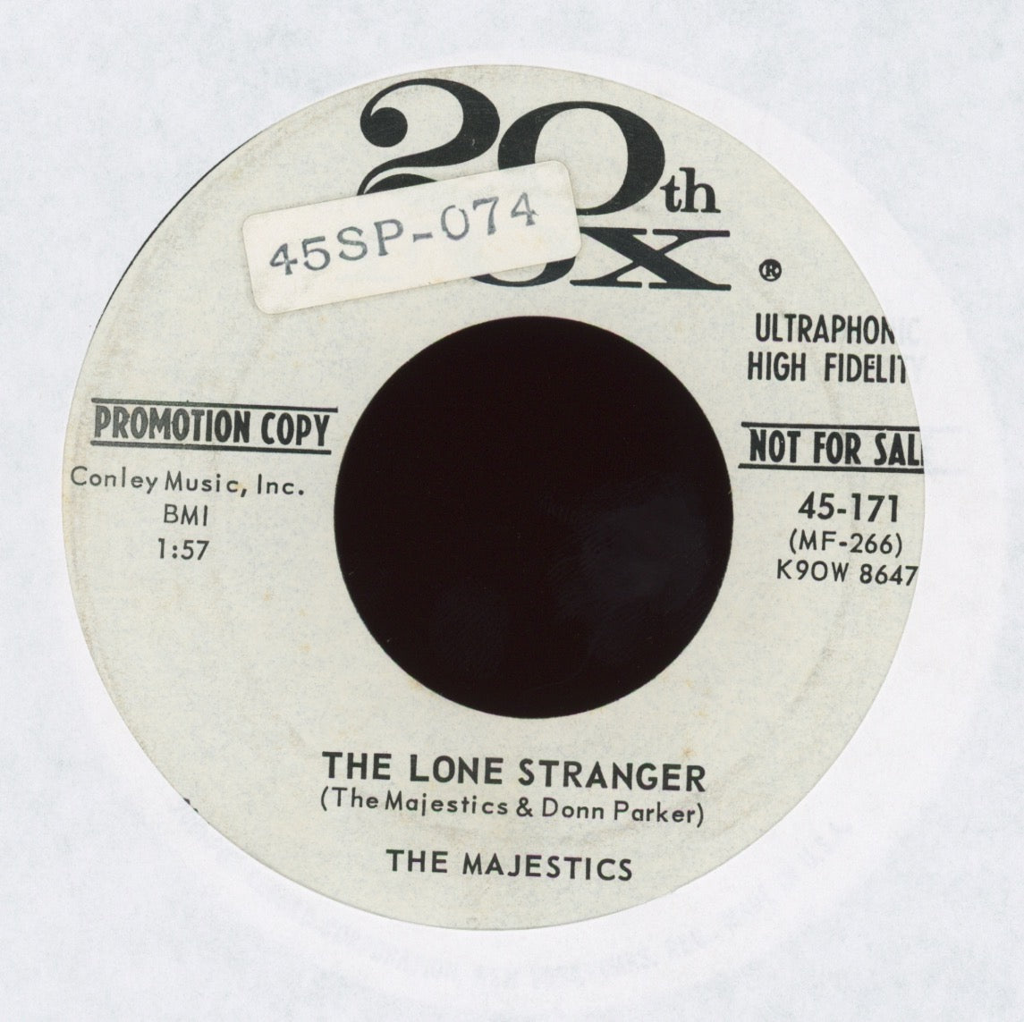 The Majestics - The Lone Stranger / Sweet One on 20th Fox Promo R&B Doo Wop 45