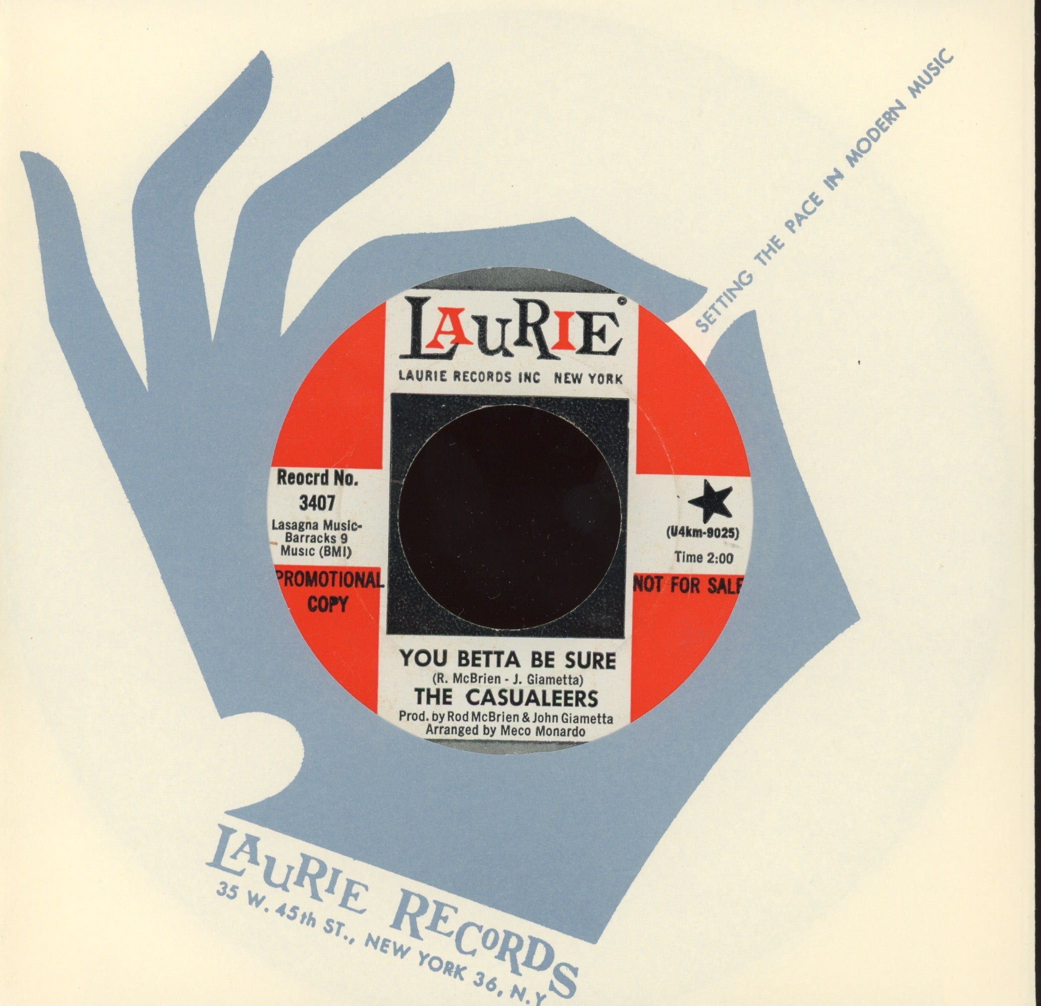 The Casualeers - You Betta Be Sure on Laurie Promo Northern Soul 45