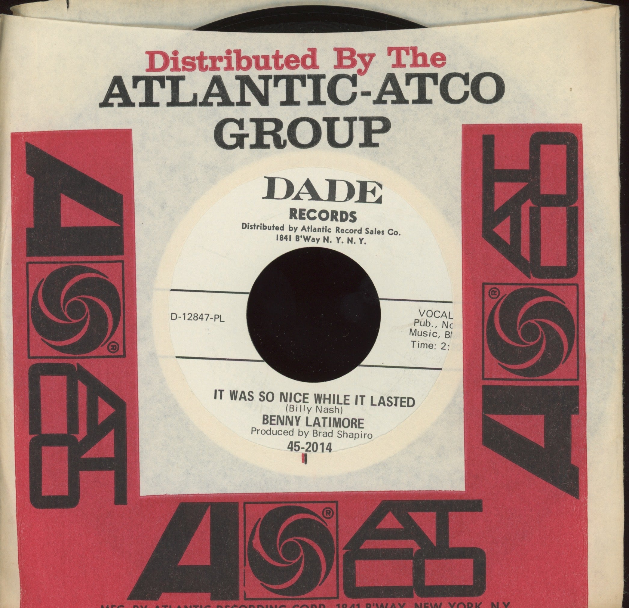 Benny Latimore - It Was So Nice While It Lasted on Dade Promo Northern Soul 45