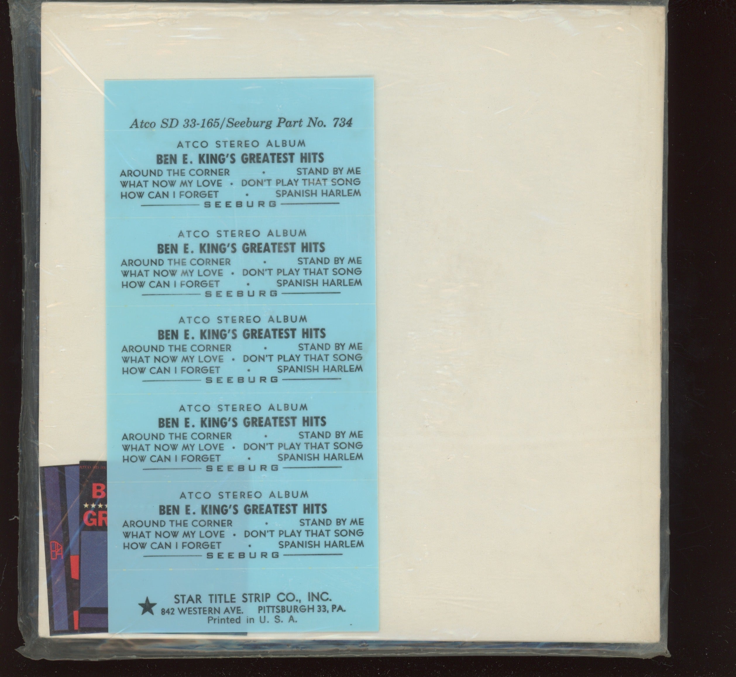 Ben E. King - Ben E. King's Greatest Hits on Atco Soul Jukebox EP 7" Sealed