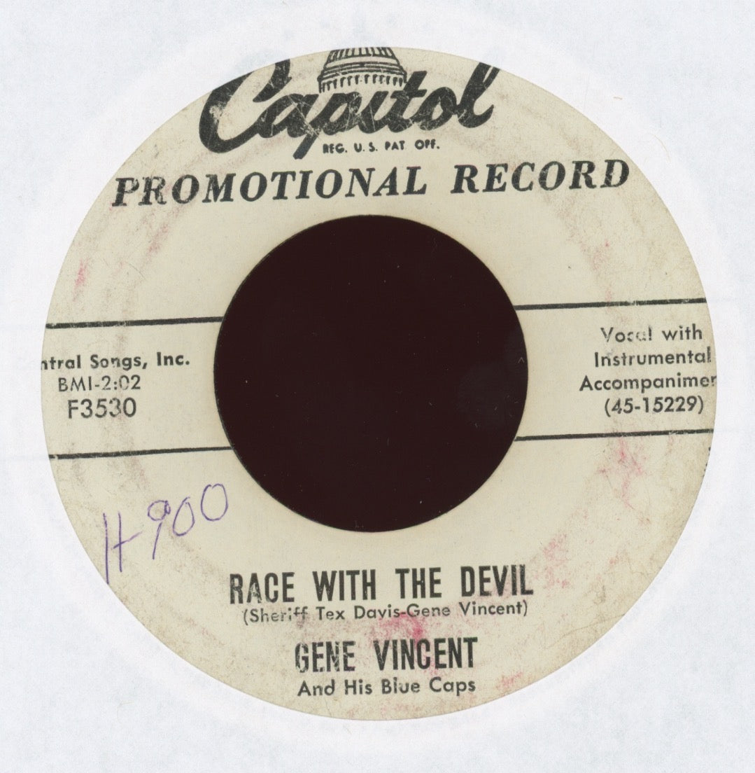 Gene Vincent & His Blue Caps - Race With The Devil on Capitol Promo Rockabilly 45