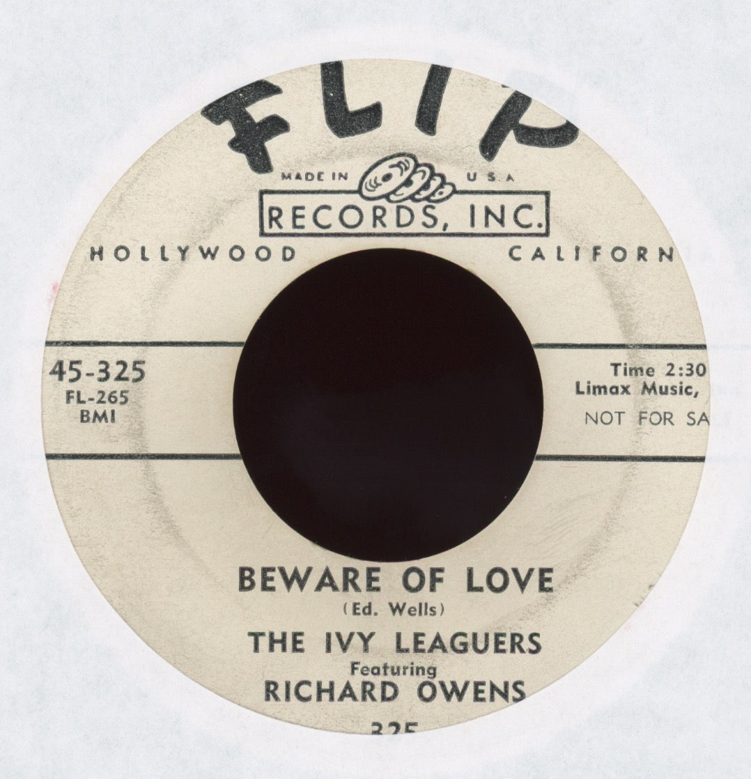 The Ivy Leaguers Featuring Richard Owens - Beware Of Love on Flip Promo R&B Doo Wop 45