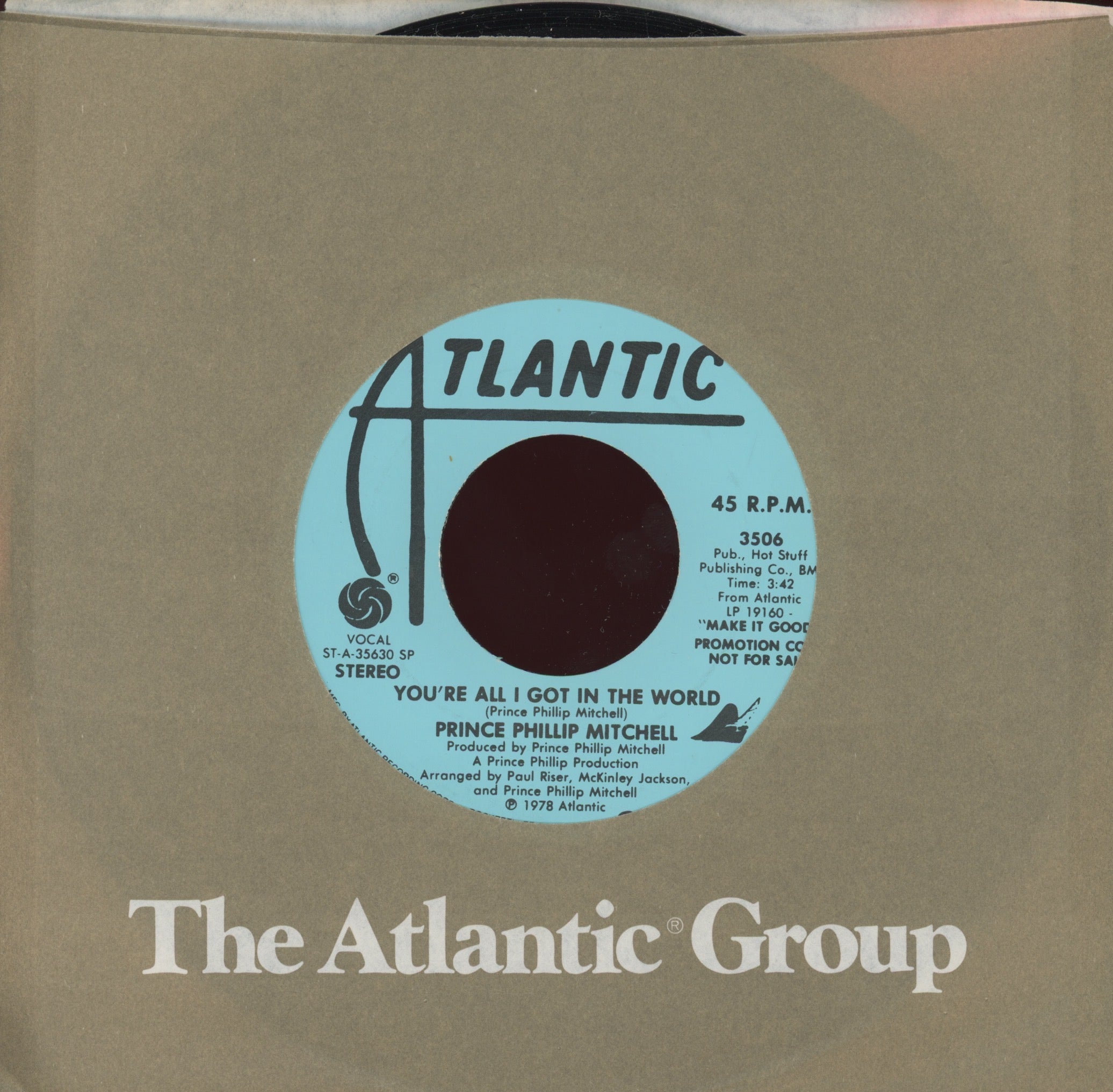 Phillip Mitchell - You're All I Got In The World on Atlantic Promo 70's Soul 45