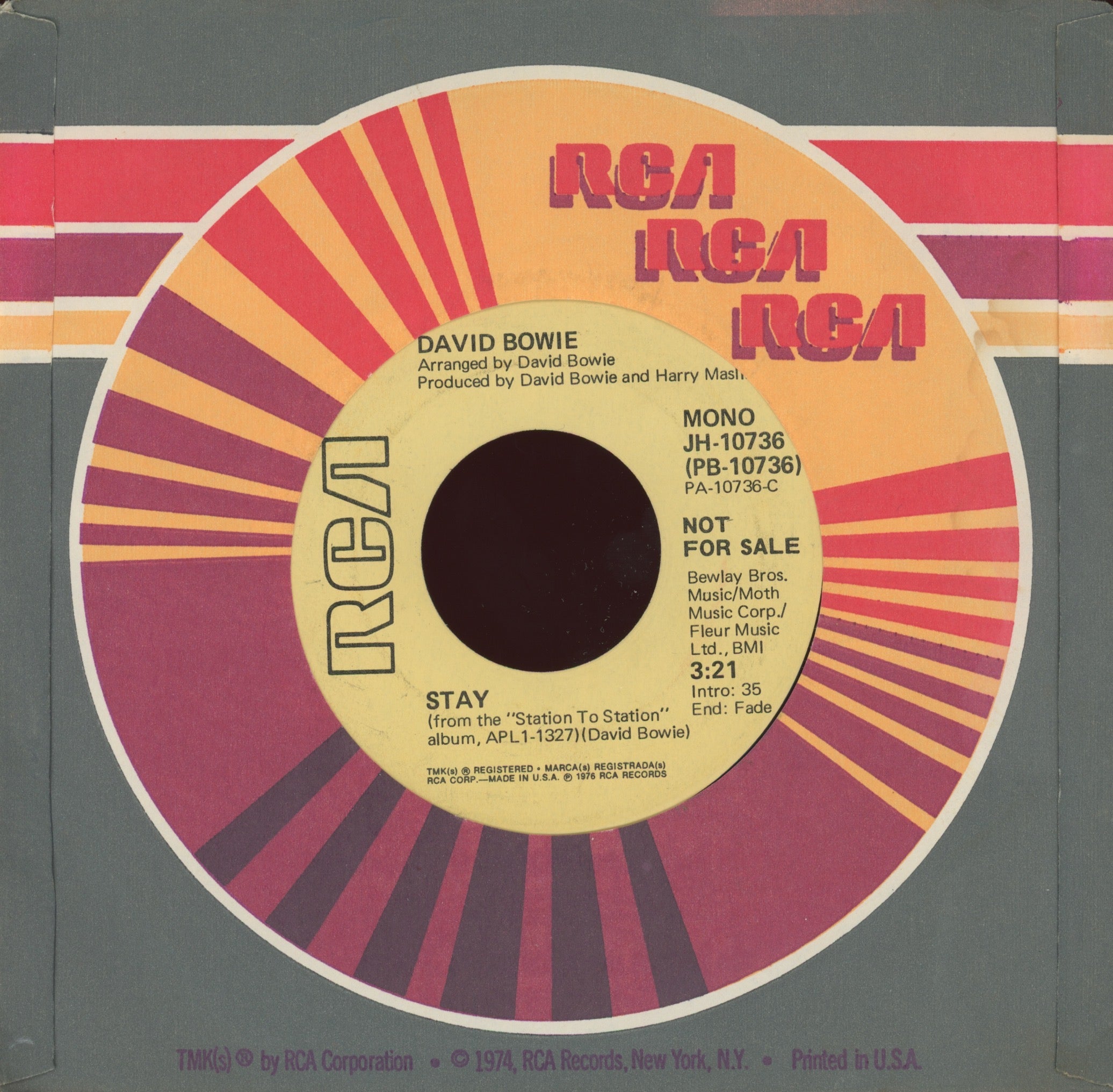 David Bowie - Stay on RCA Promo Rock 45