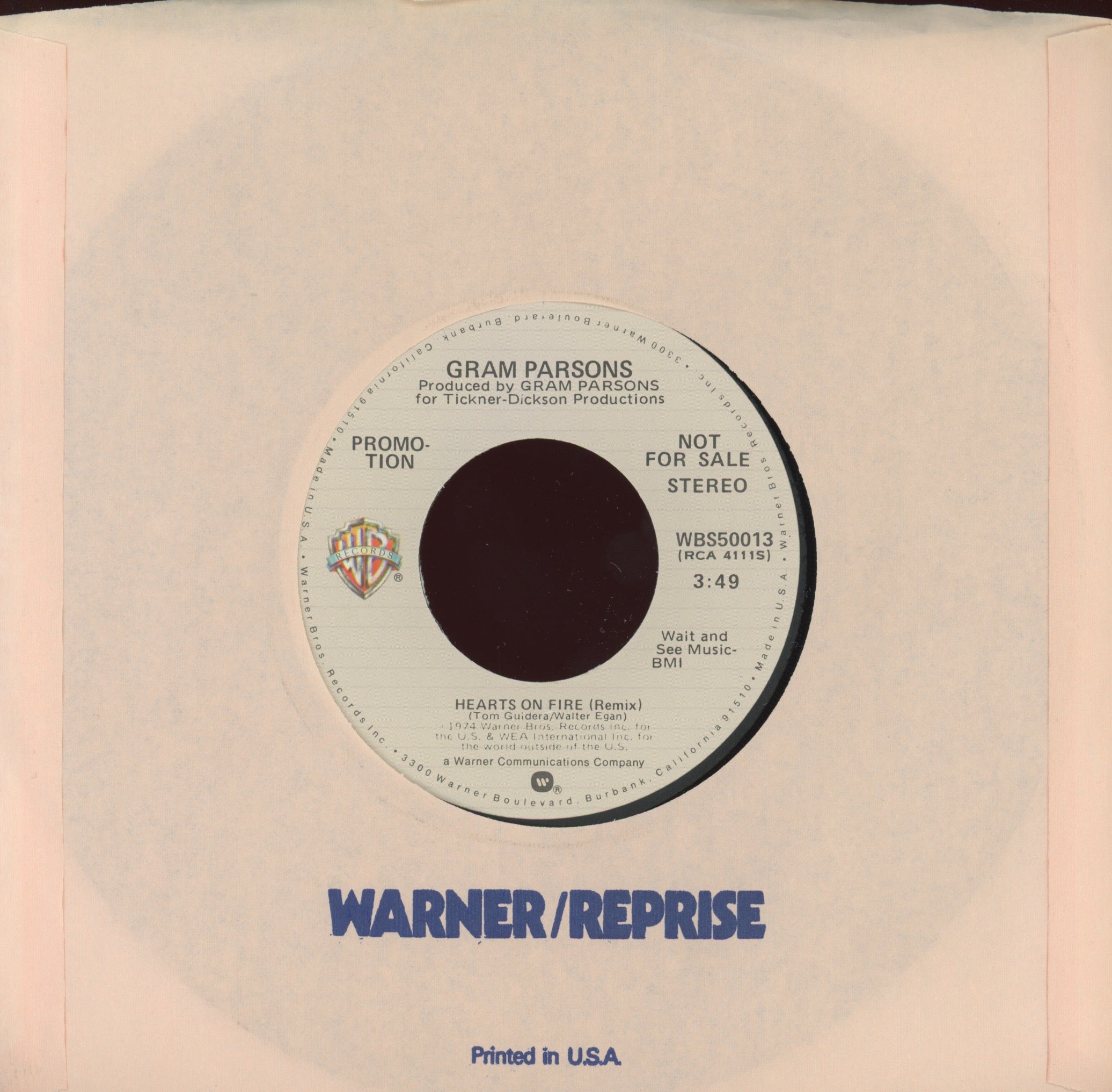 Gram Parsons - Return Of The Grievous Angel on WB Promo Country Rock 45