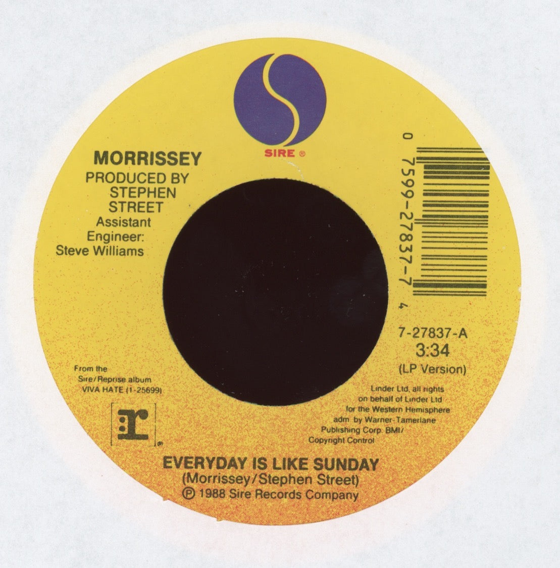 Morrissey - Everyday Is Like Sunday on Sire