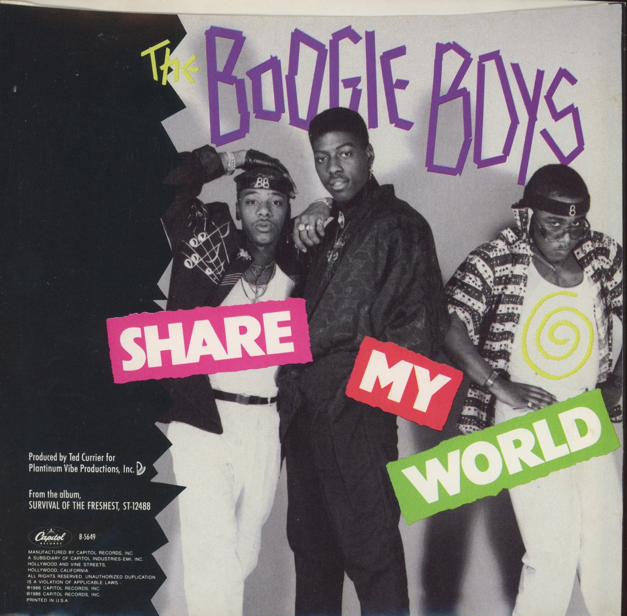 Boogie Boys - Share My World / Run It on Capitol Rap 45 With Picture Sleeve
