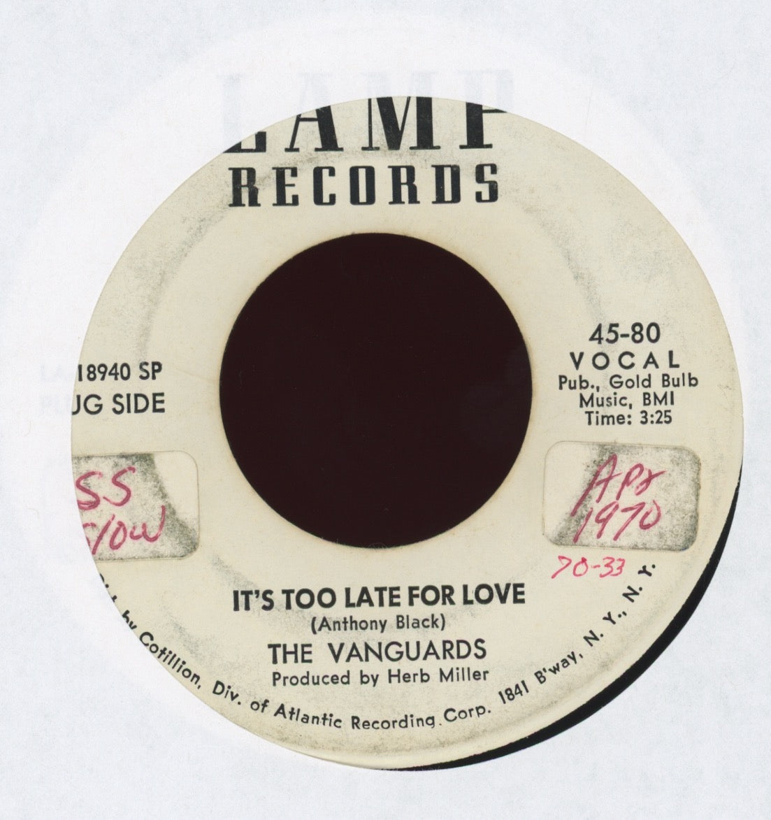 The Vanguards - The Thought Of Losing Your Love on Lamp Promo Northern Sweet Soul 45