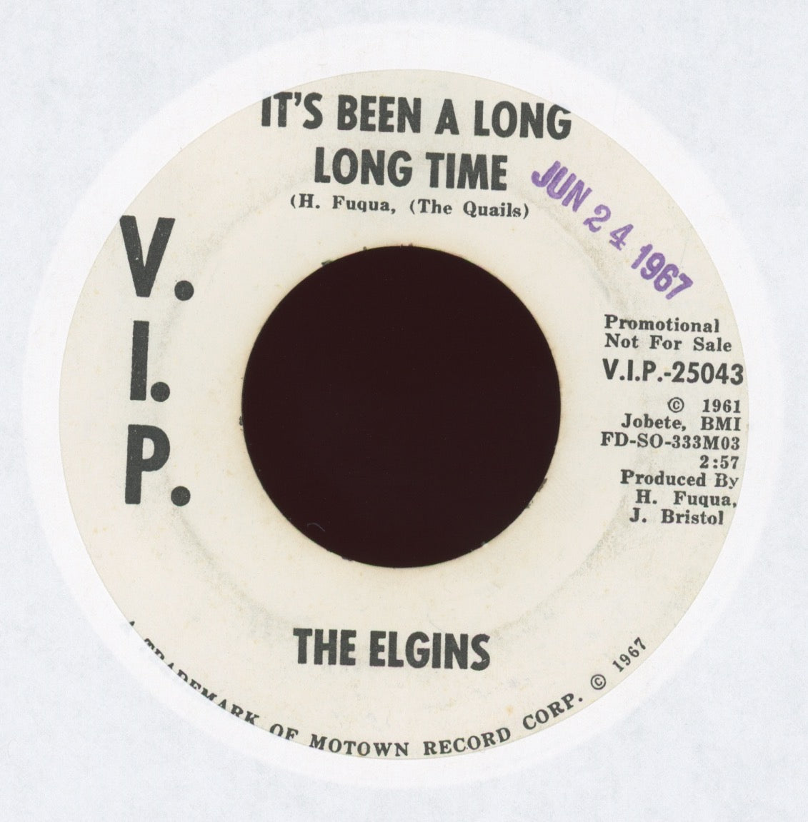 The Elgins - It's Been A Long Long Time on V.I.P. Promo Soul 45