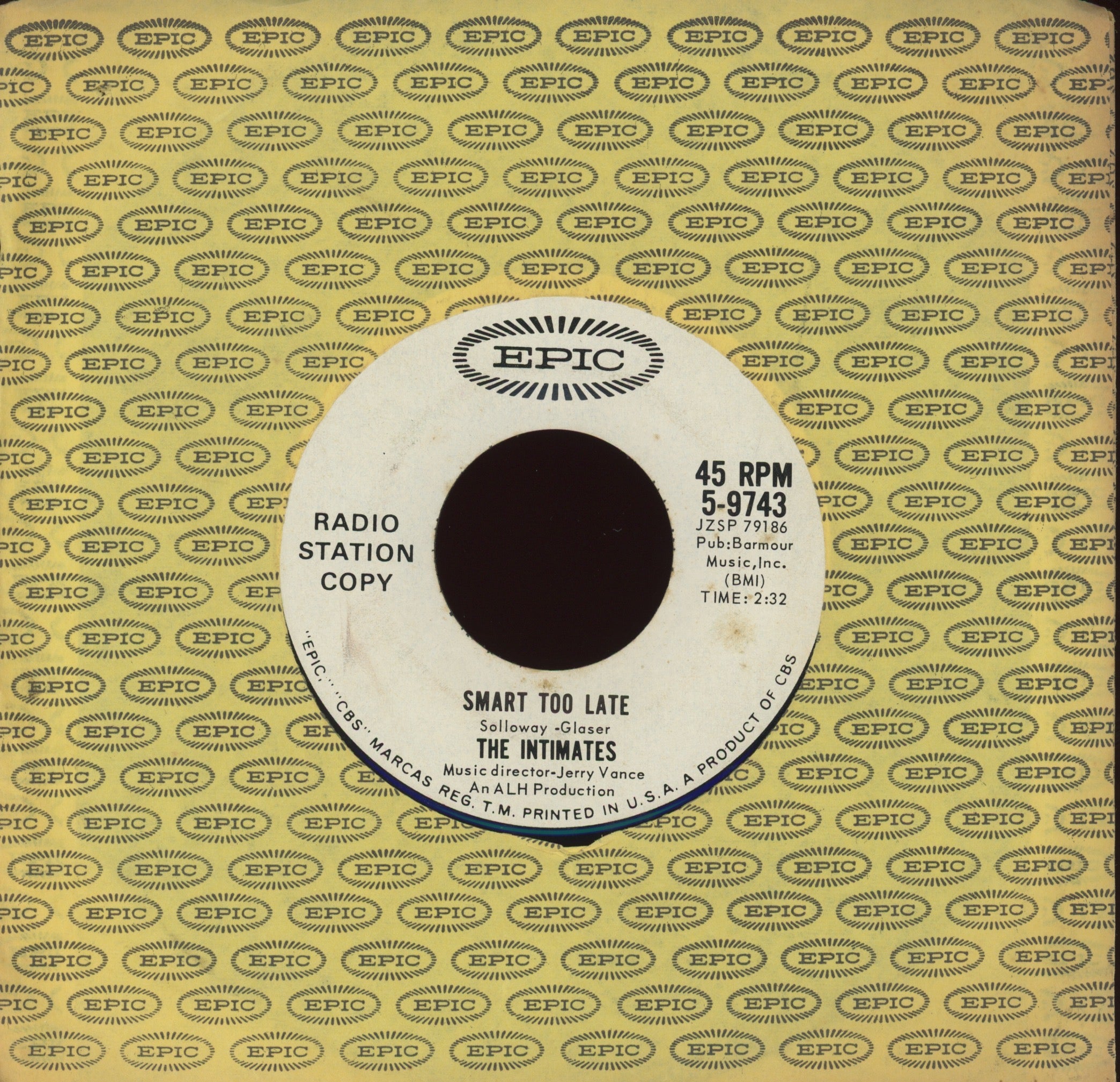 The Intimates - I've Got A Tiger In My Tank on Epic Promo Surf Hot Rod 45 Lou Reed