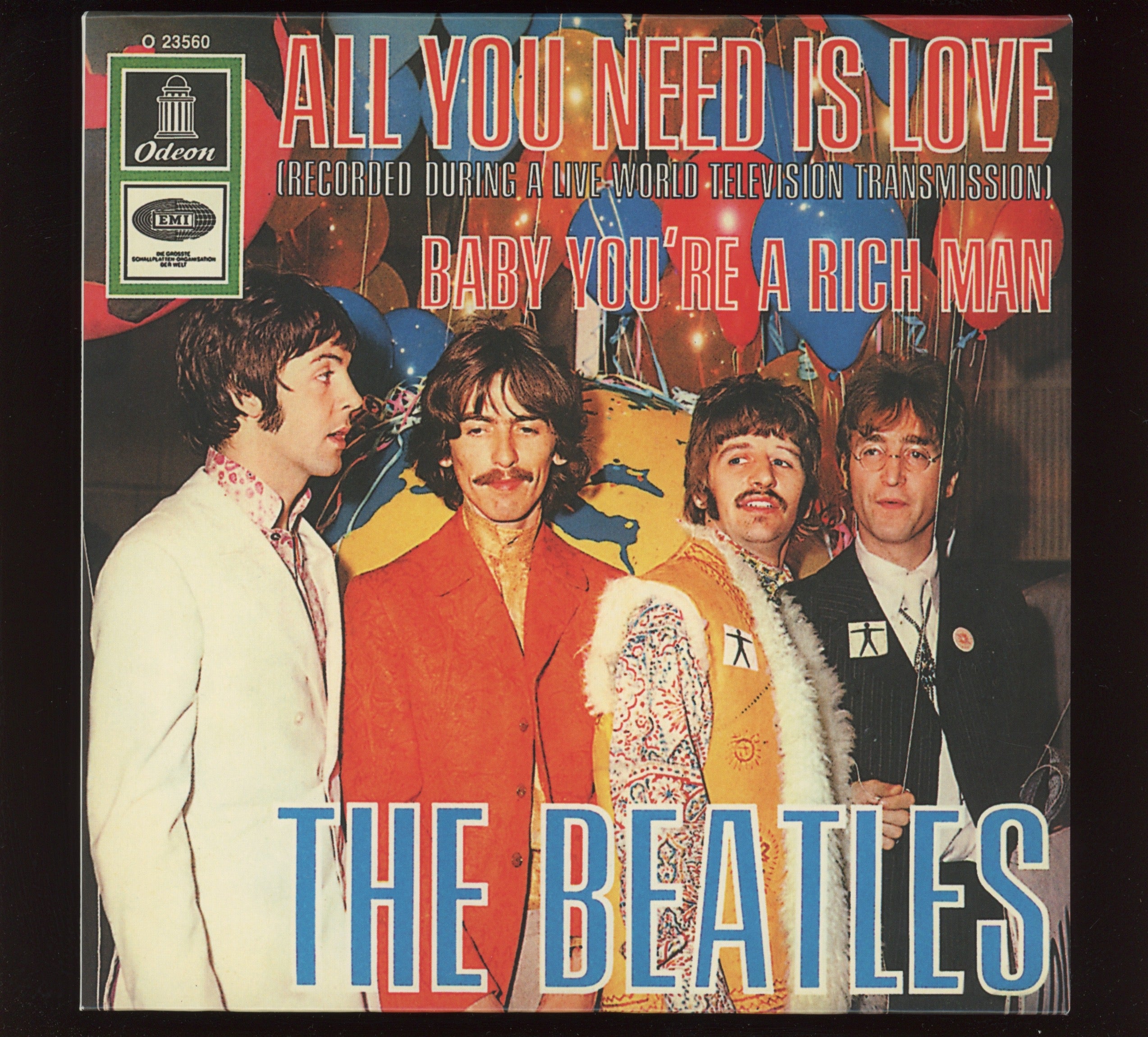 The Beatles - All You Need Is Love / Baby You`re A Rich Man on Odeon 7" Reissue With Picture Cover