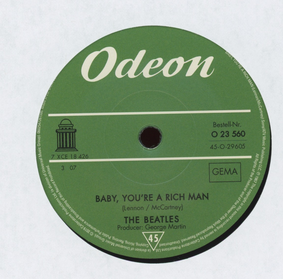 The Beatles - All You Need Is Love / Baby You`re A Rich Man on Odeon 7" Reissue With Picture Cover