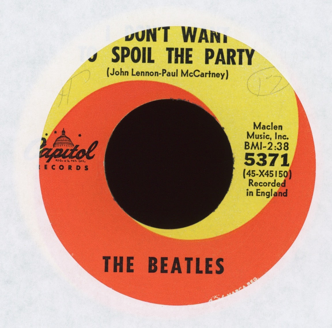The Beatles - Eight Days A Week / I Don't Want To Spoil The Party on Capitol 45 With Picture Sleeve
