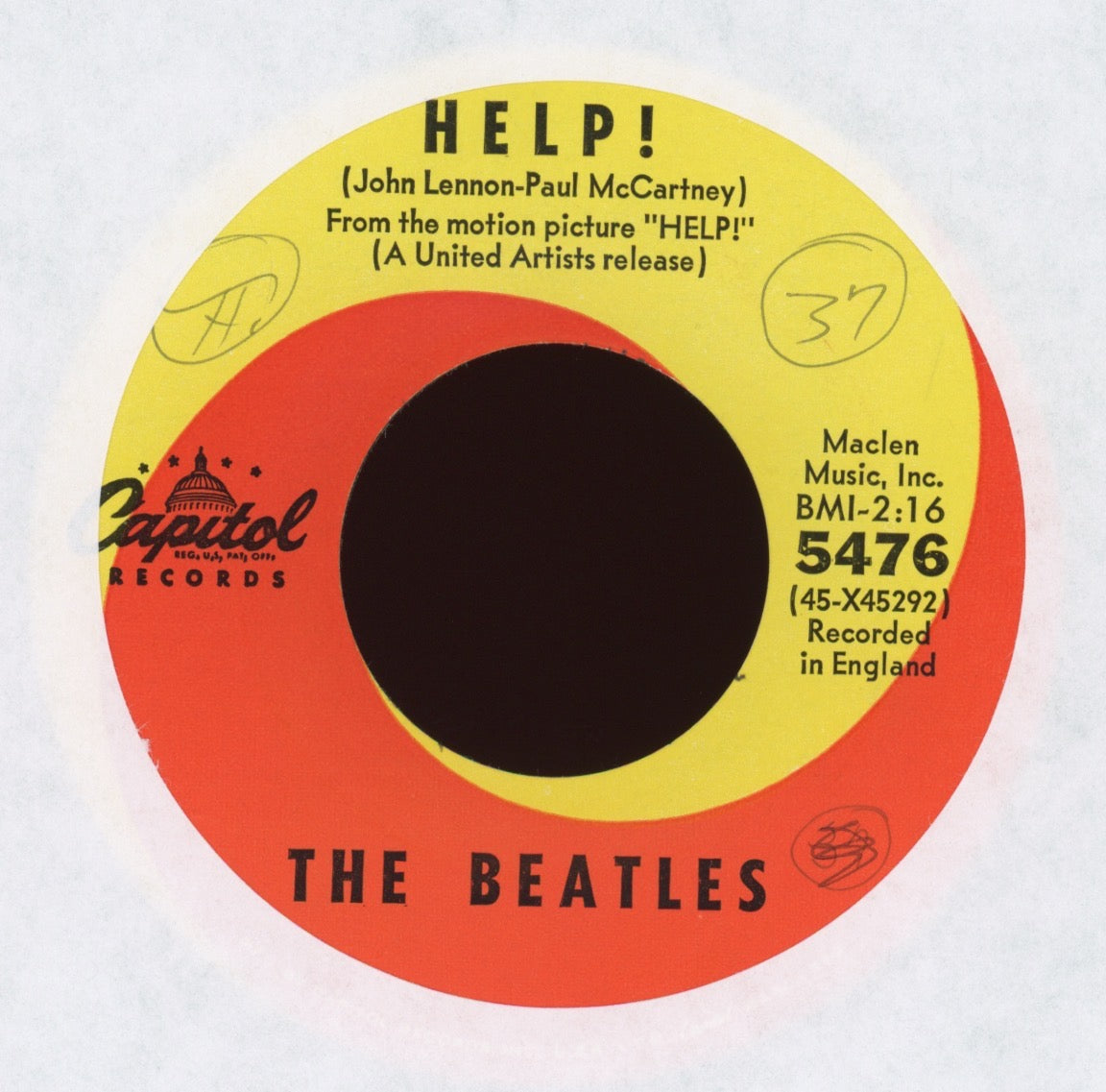 The Beatles - Help! / I’m Down on Capitol 45 With Picture Sleeve
