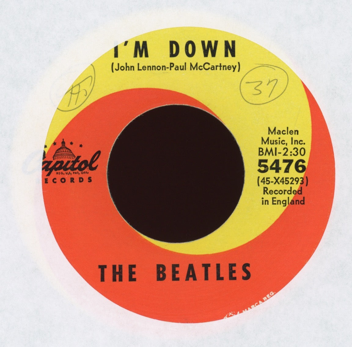 The Beatles - Help! / I’m Down on Capitol 45 With Picture Sleeve