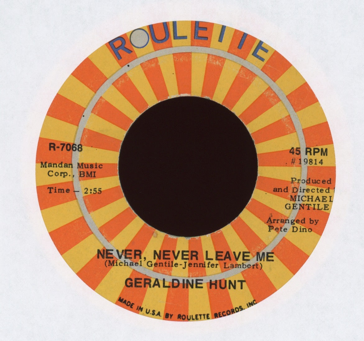 Geraldine Hunt - Never, Never Leave Me on Roulette Northern Soul 45