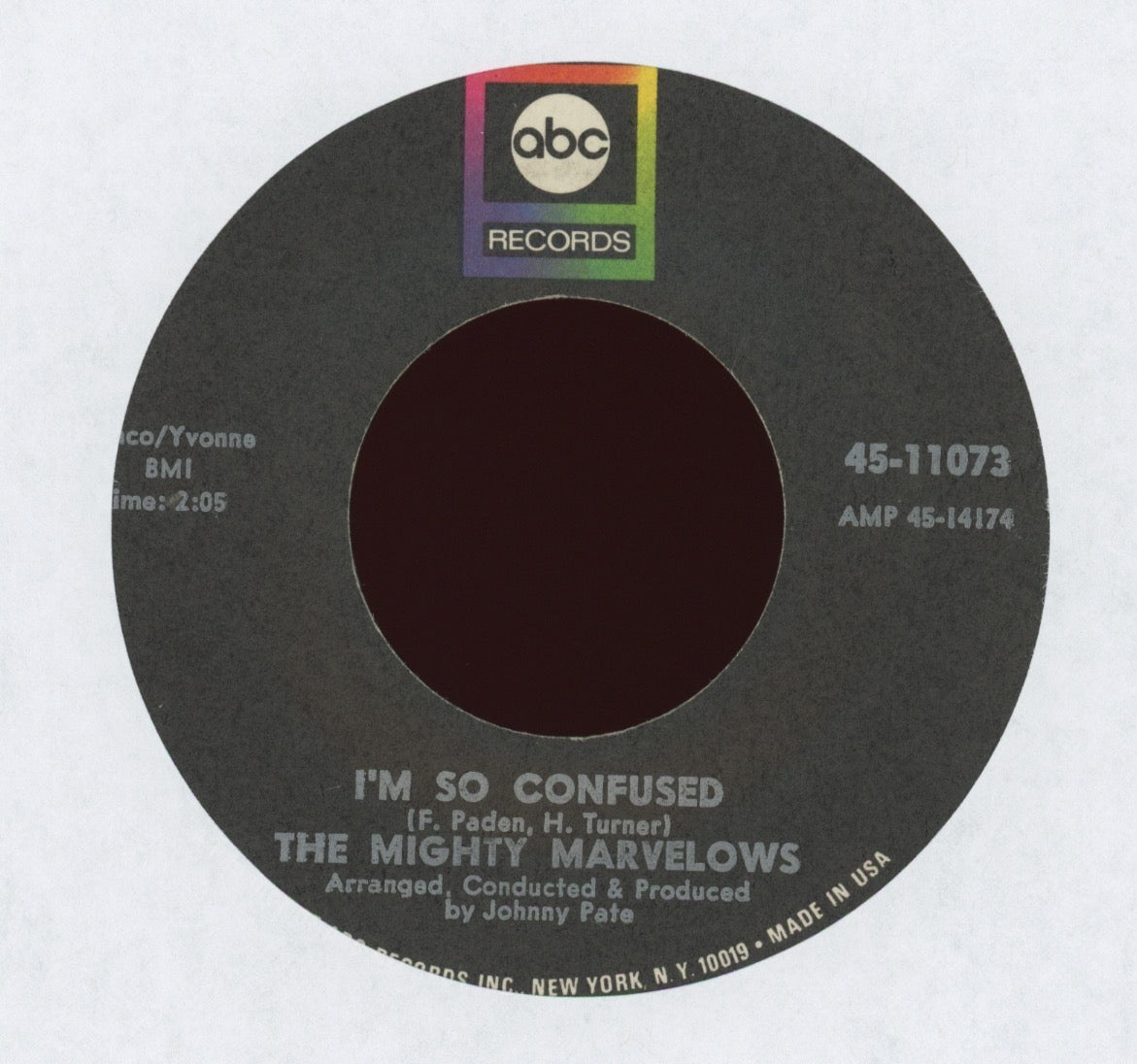 The Mighty Marvelows - I'm Without A Girl on ABC Northern Soul 45