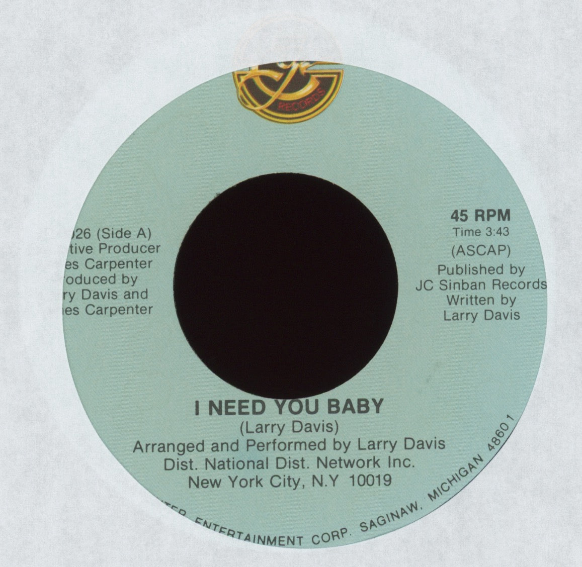Larry Davis - Lady Blue on Sinban Modern Soul 45