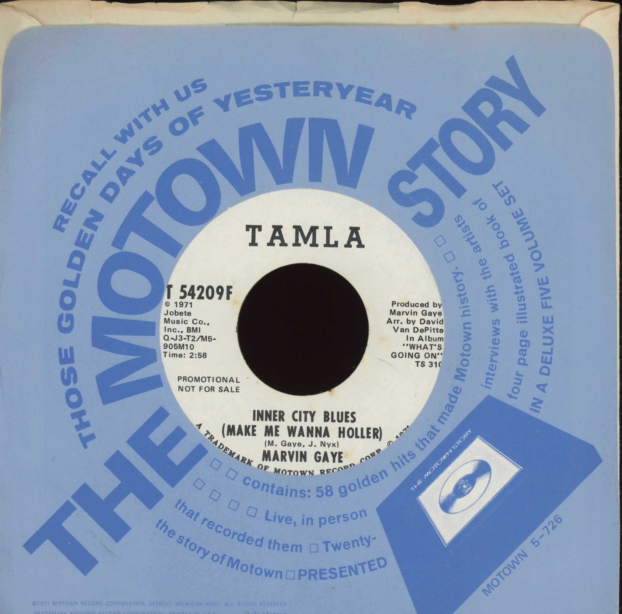 Marvin Gaye - Inner City Blues (Make Me Wanna Holler) on Tamla Promo Soul Funk 45