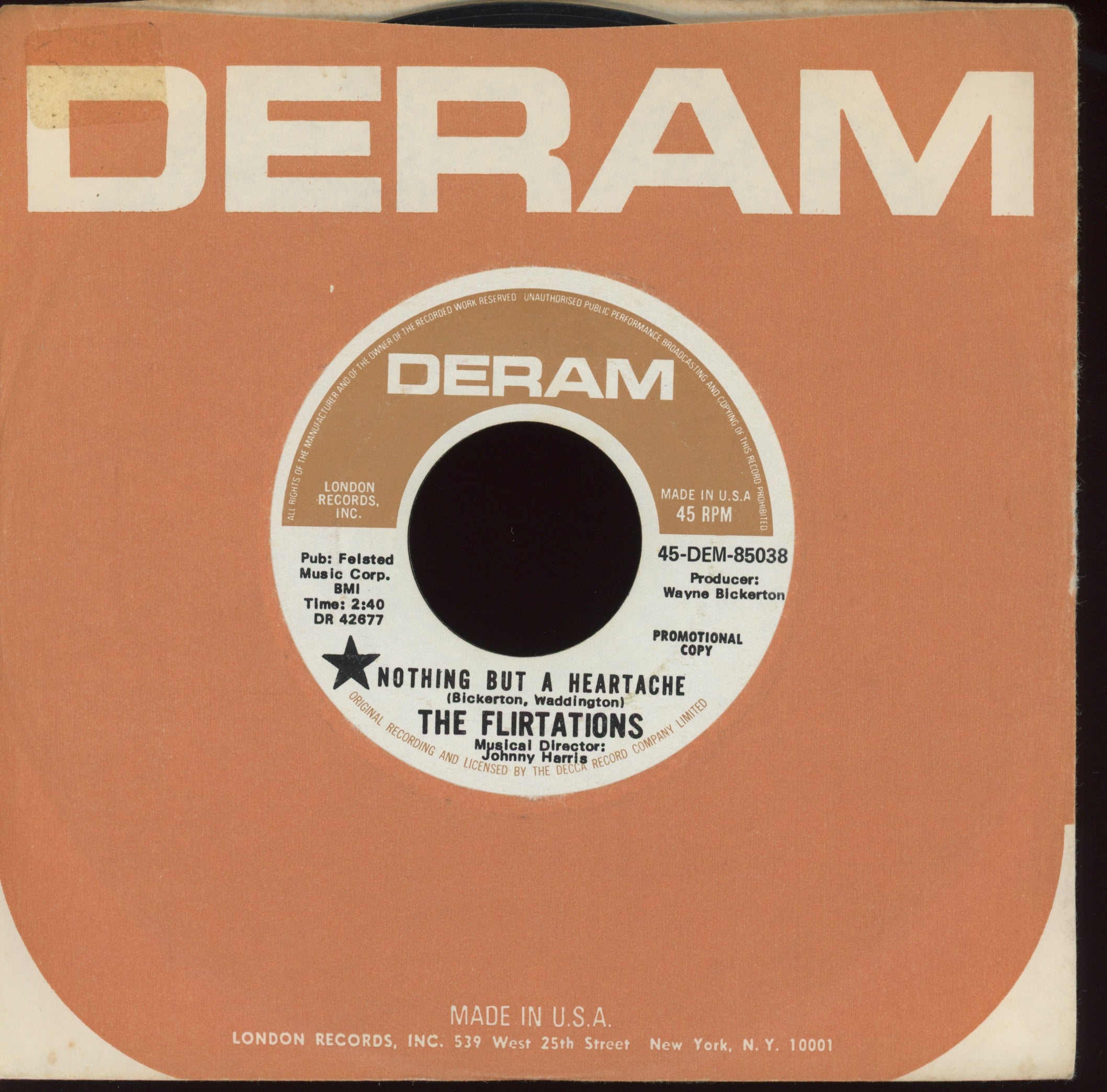 The Flirtations - Nothing But A Heartache on Deram Promo Northern Soul 45