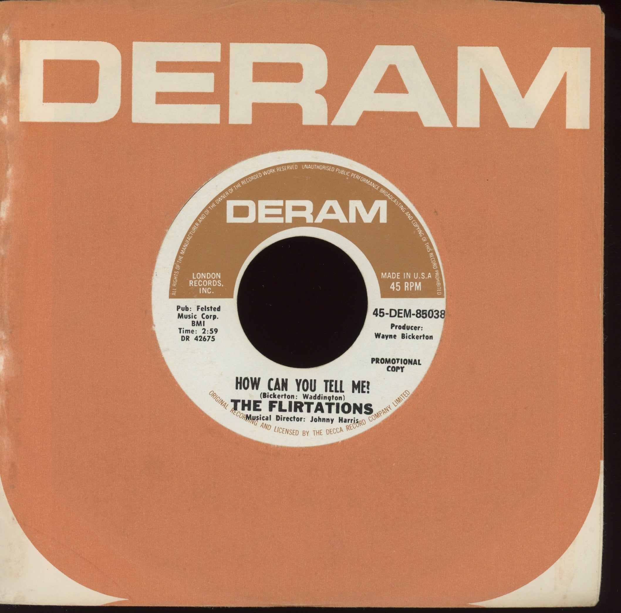 The Flirtations - Nothing But A Heartache on Deram Promo Northern Soul 45
