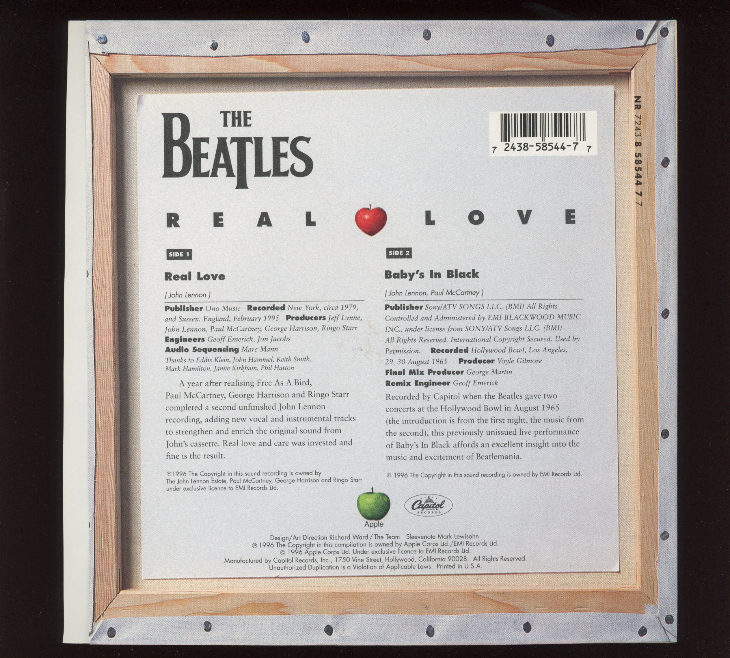 The Beatles - Real Love on Apple 45 With Picture Sleeve