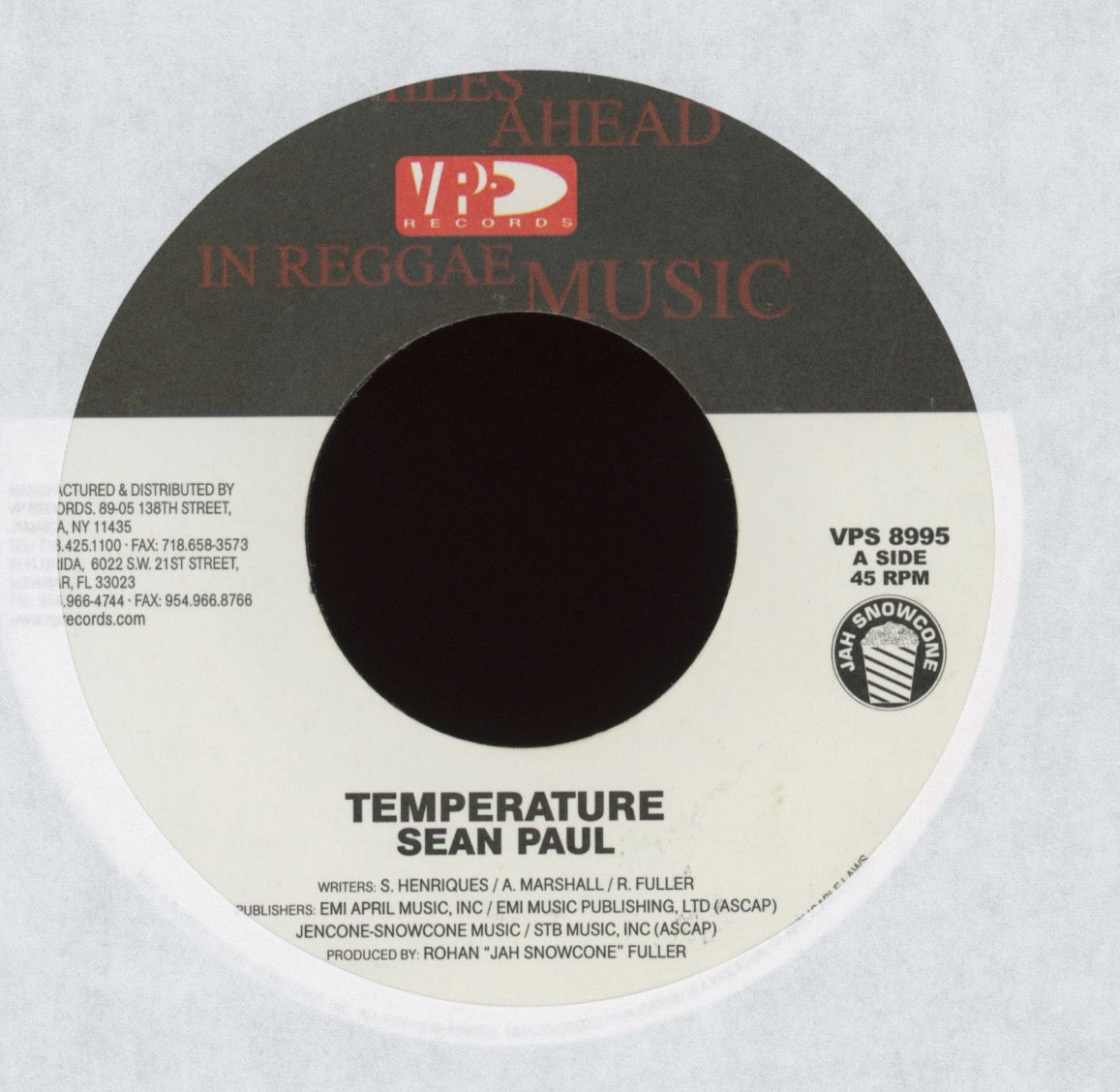 Sean Paul - Temperature on VP Records Reggae 45
