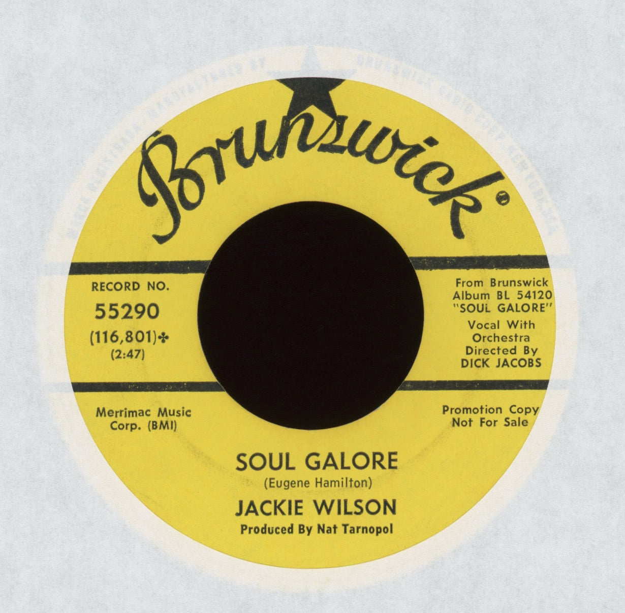 Jackie Wilson - Soul Galore on Brunswick Promo Northern Soul 45