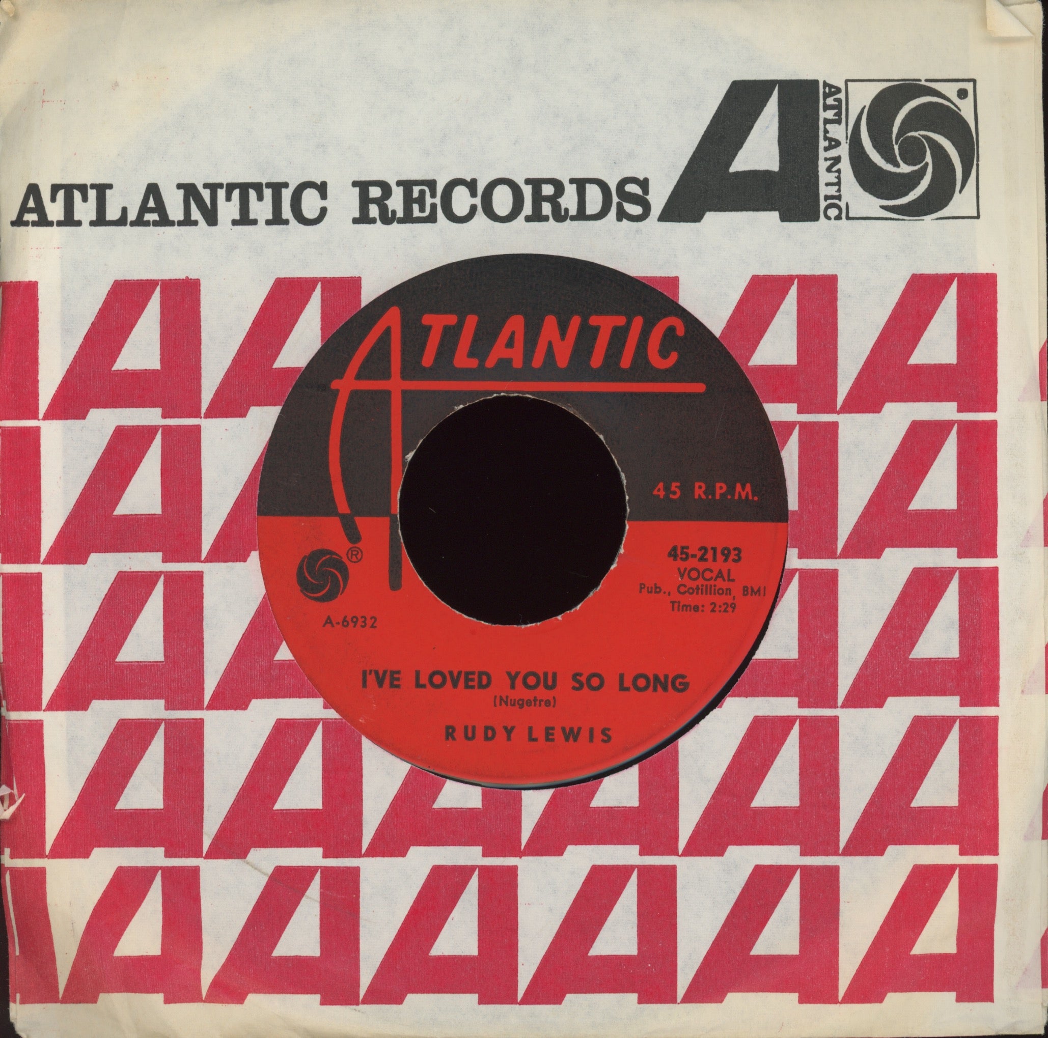 Rudy Lewis - Baby I Dig Love on Atlantic R&B 45