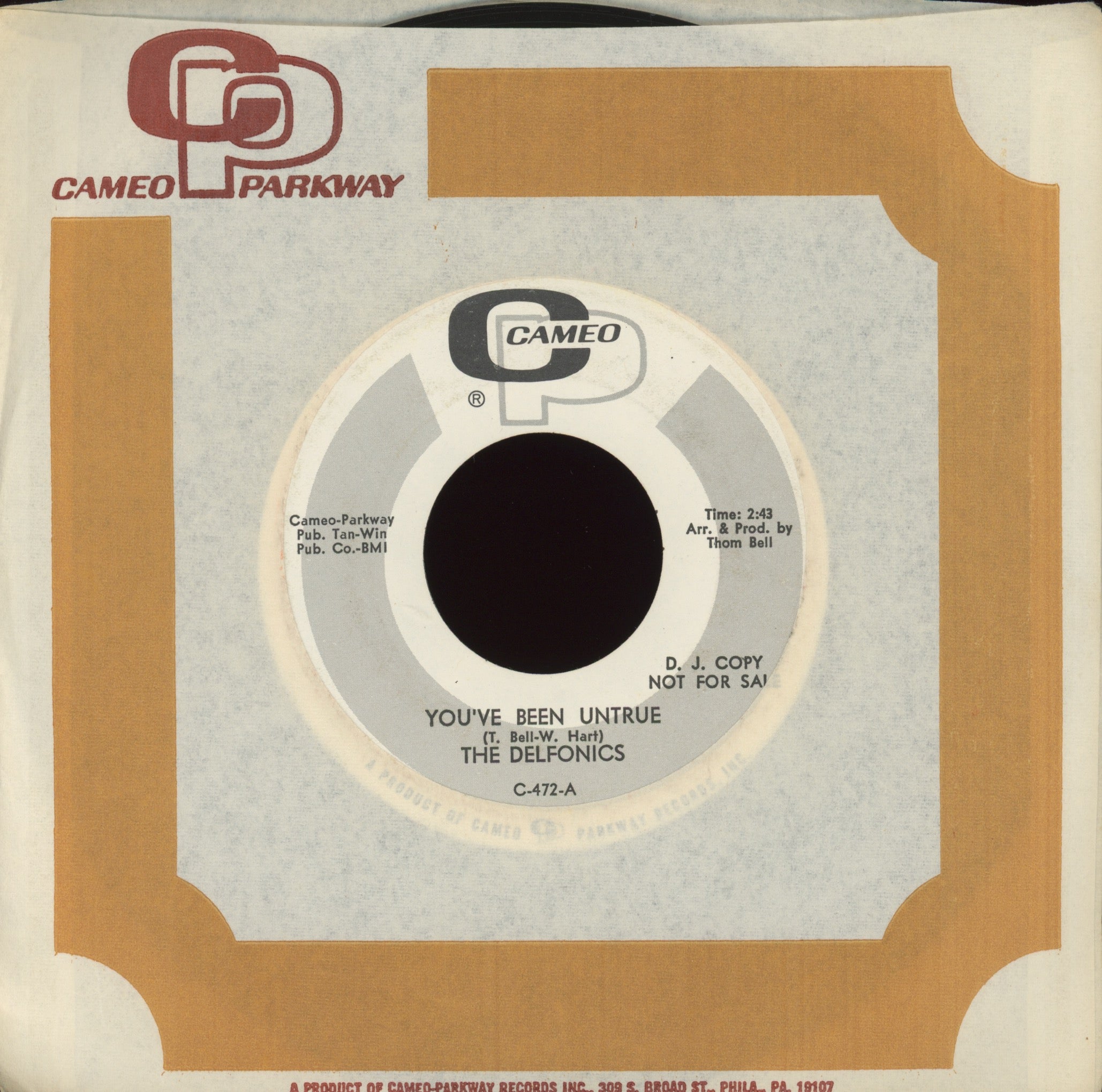 The Delfonics - You've Been Untrue on Cameo Parkway Promo Sweet Soul 45