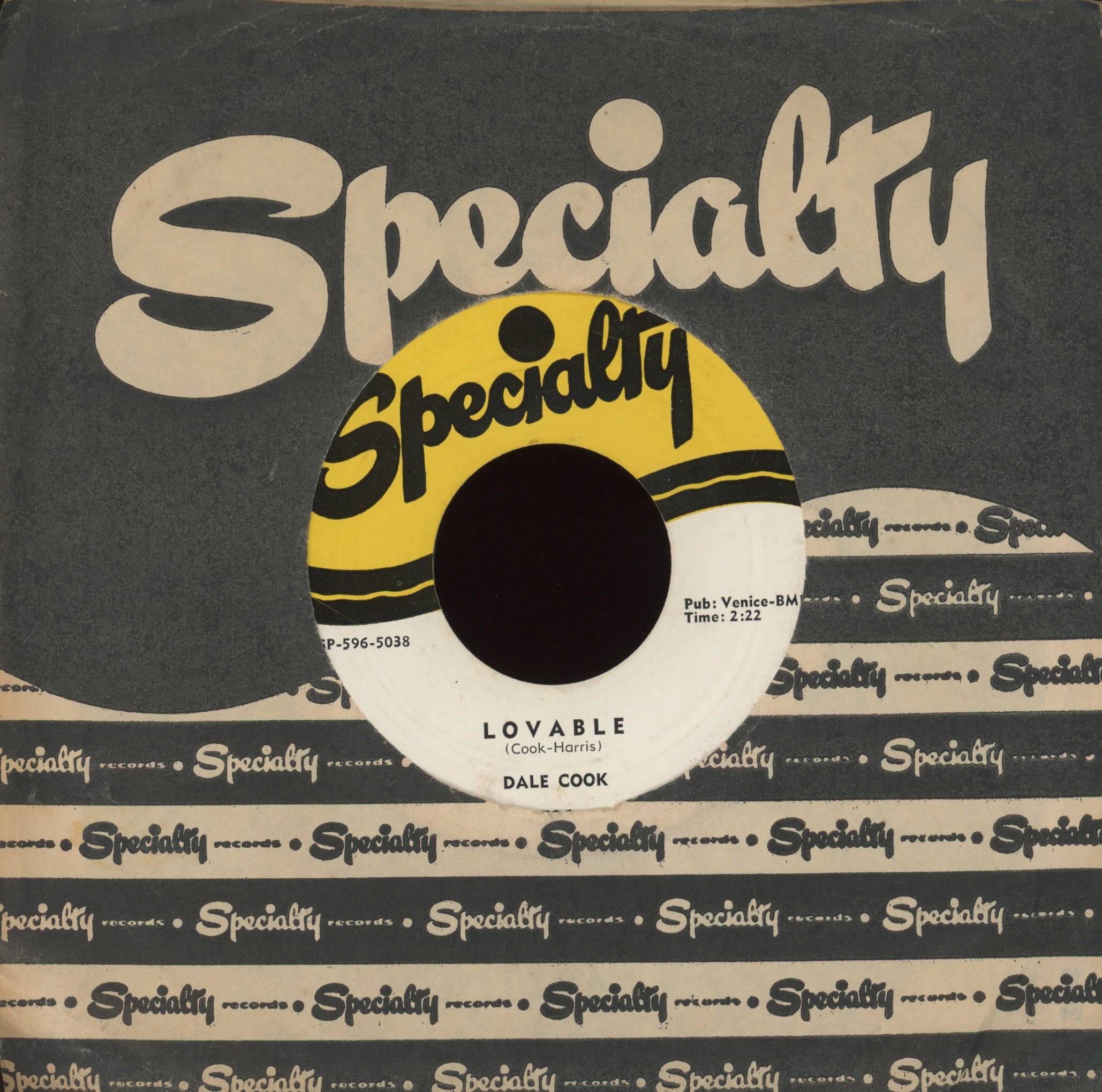 Dale Cook (Sam Cooke) - Lovable on Specialty R&B 45
