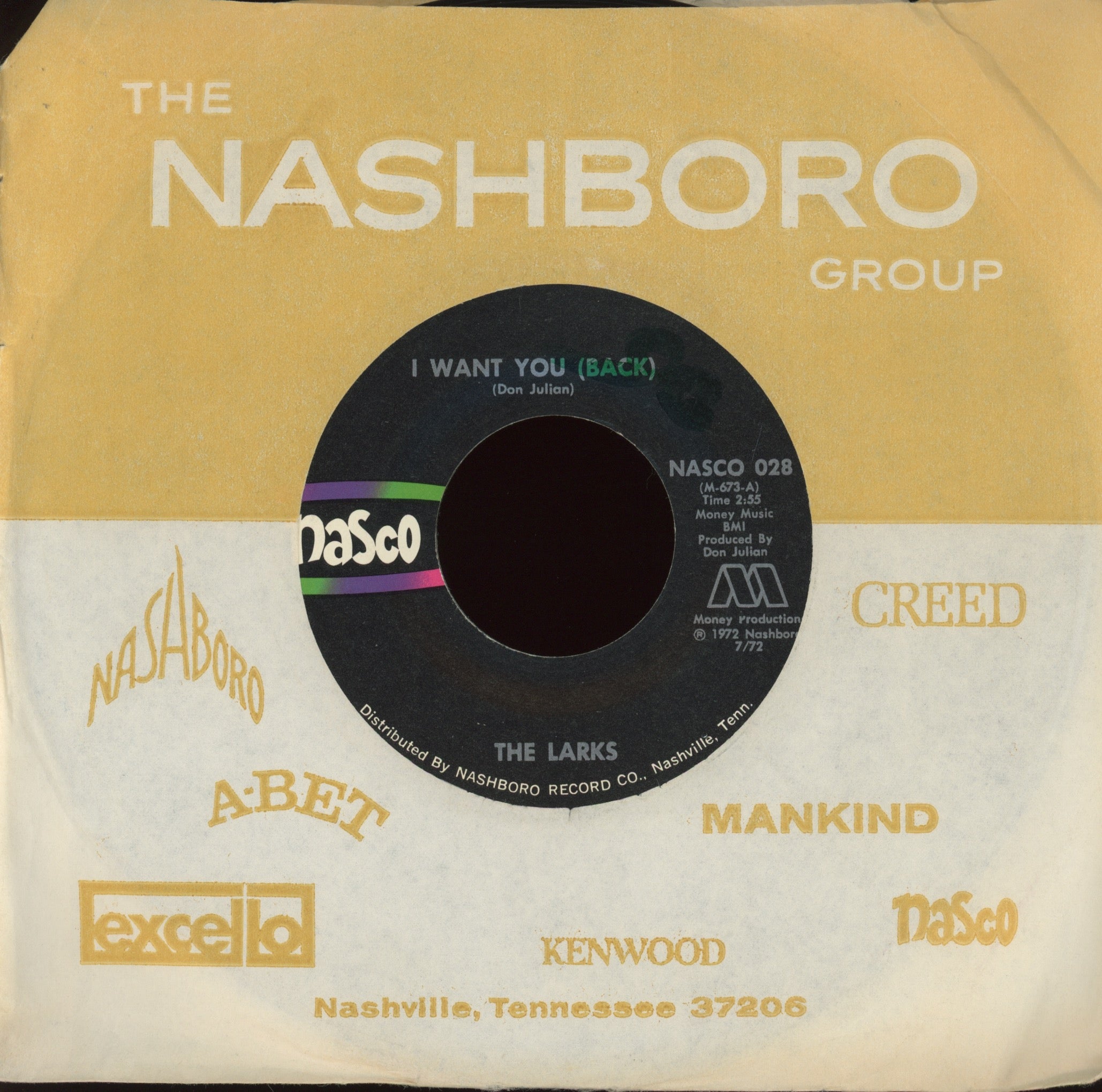 The Larks - I Want You (Back) on Nasco Sweet Soul 45