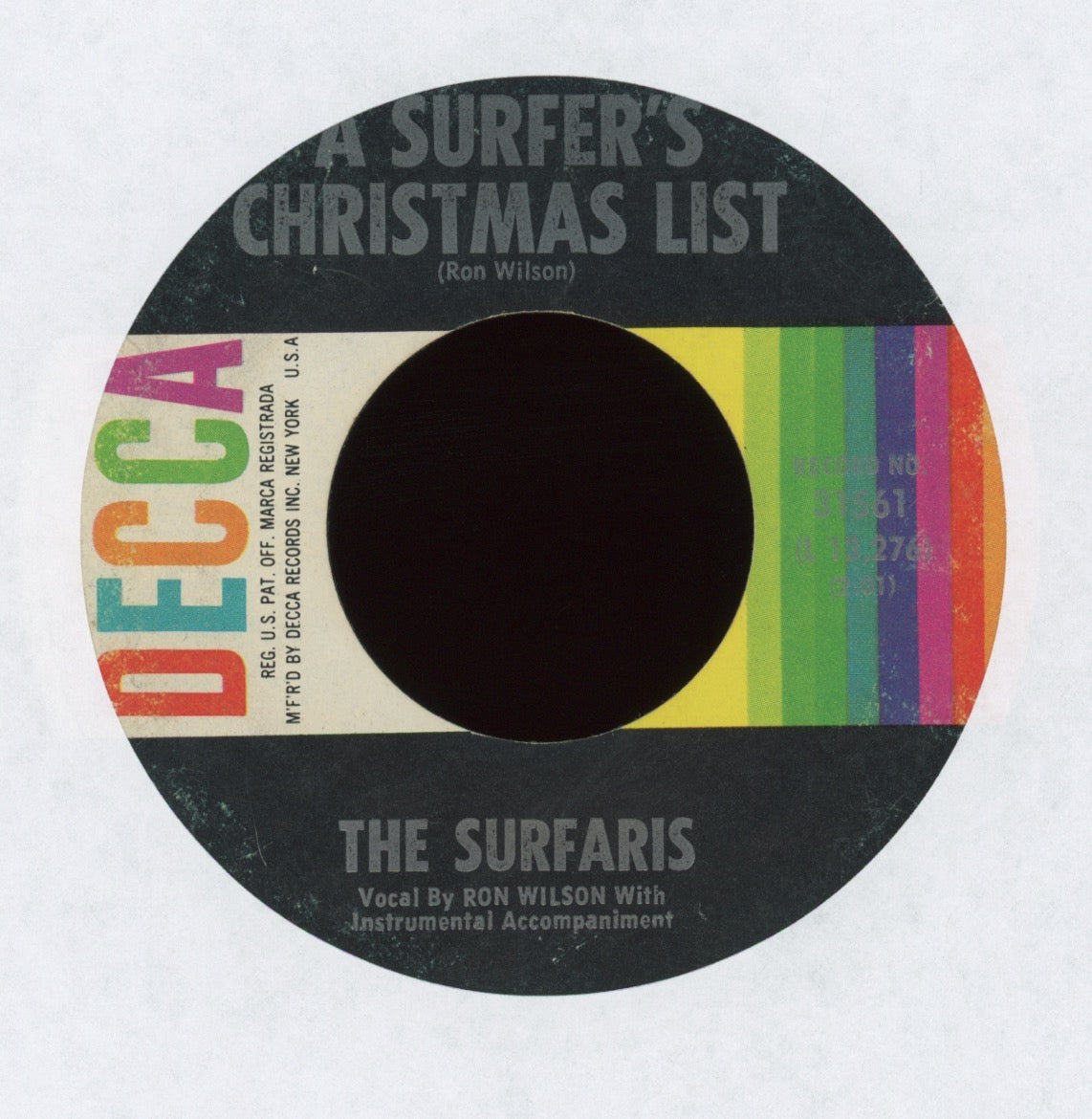 The Surfaris - A Surfer's Christmas List on Decca Surf 45