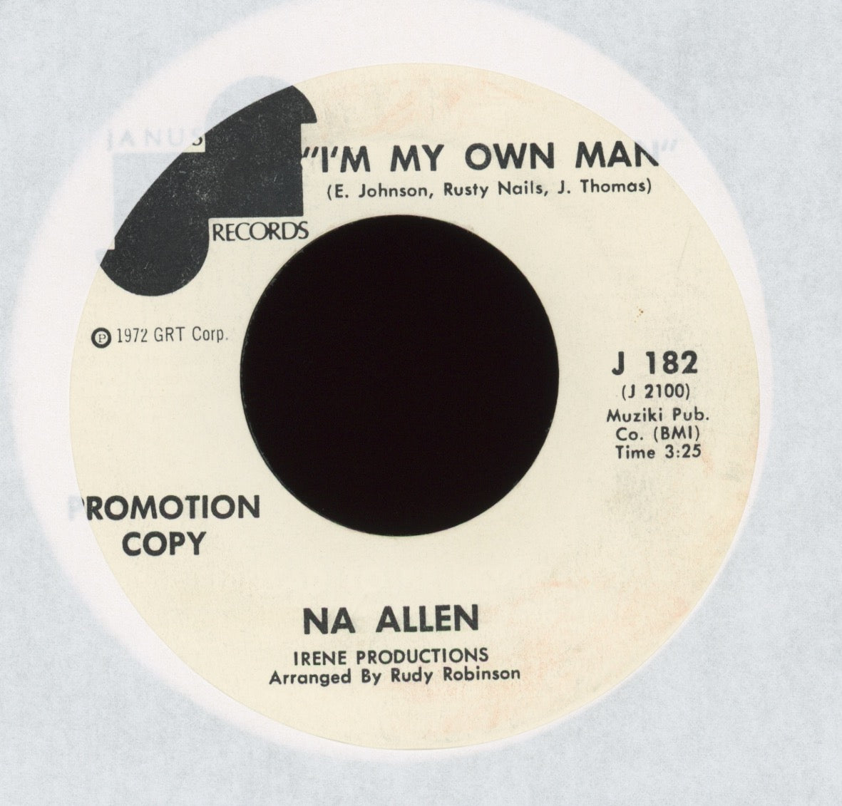 Na Allen - I'm My Own Man on Janus Promo Soul Funk 45