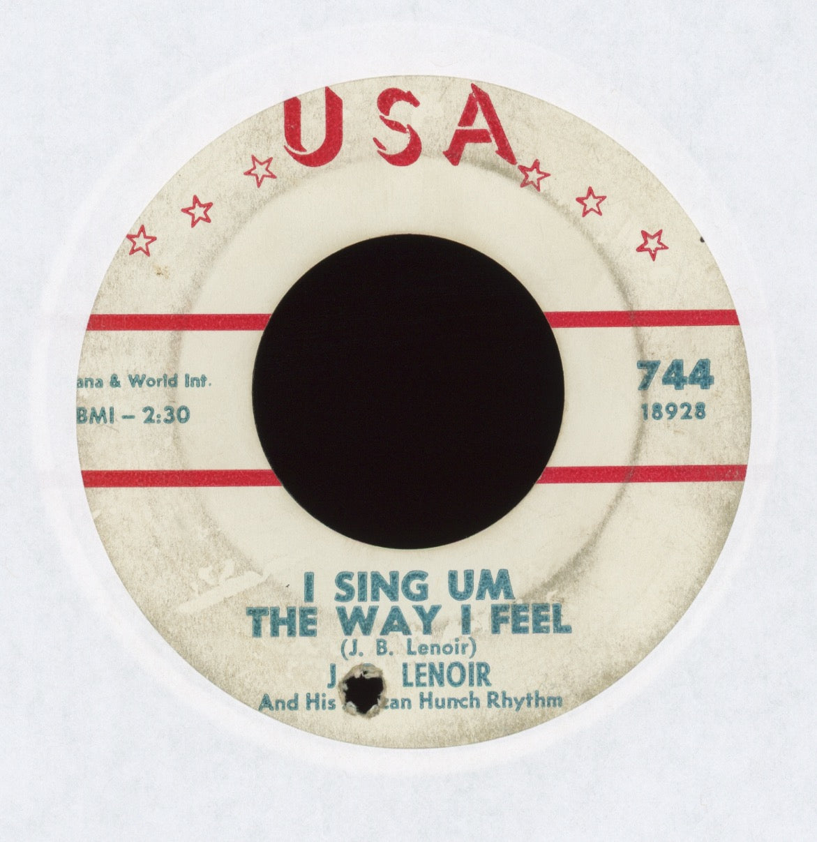 J. B. Lenoir And His African Hunch Rhythm - I Sing Um The Way I Feel on USA R&B 45