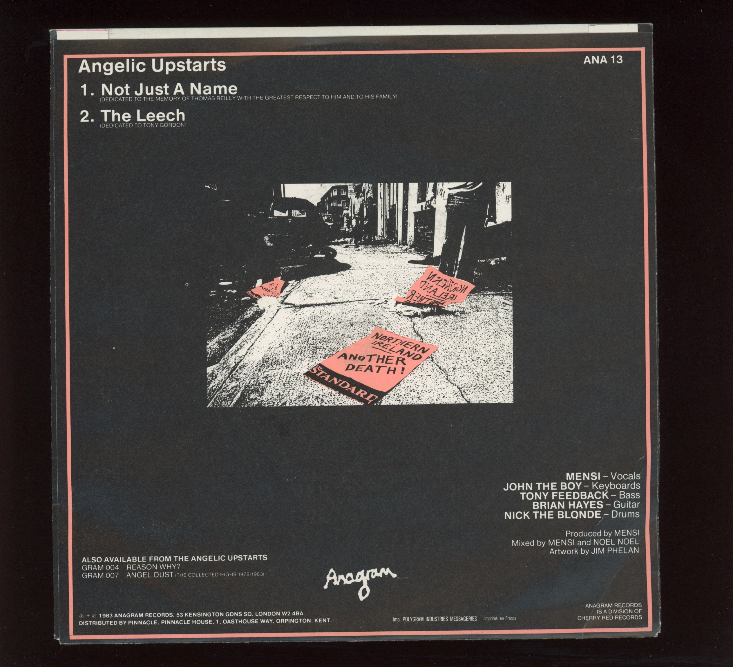 Angelic Upstarts - Not Just A Name on Anagram U.K. 7" With Picture Sleeve