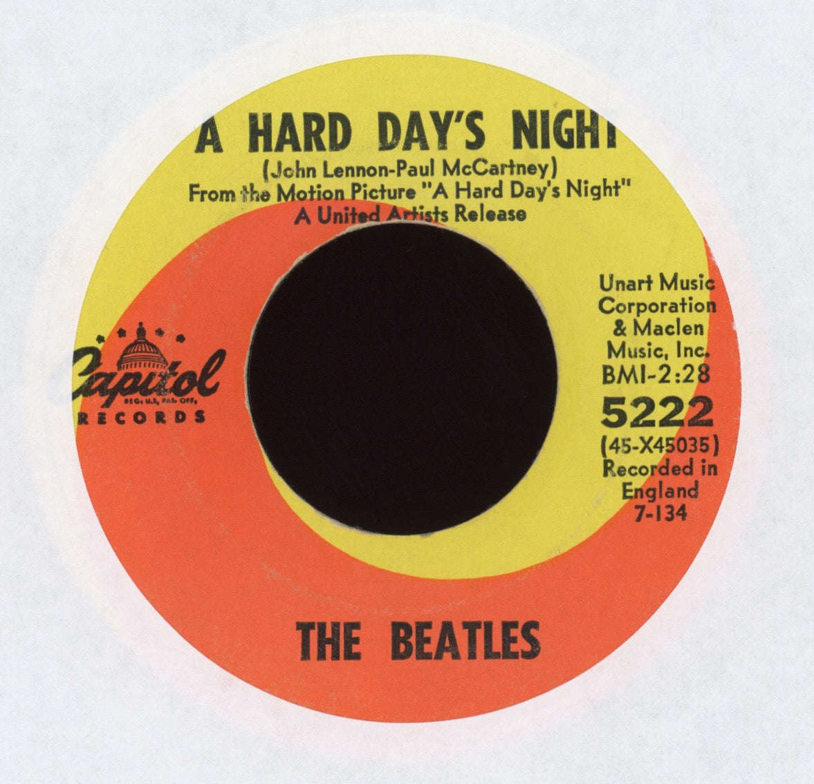 The Beatles - A Hard Day's Night on Capitol 45 With Picture Sleeve