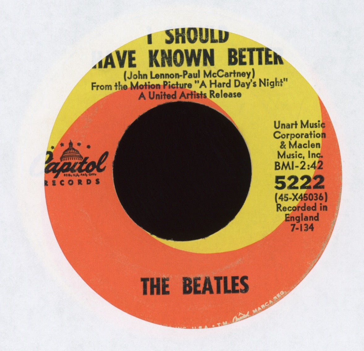 The Beatles - A Hard Day's Night on Capitol 45 With Picture Sleeve